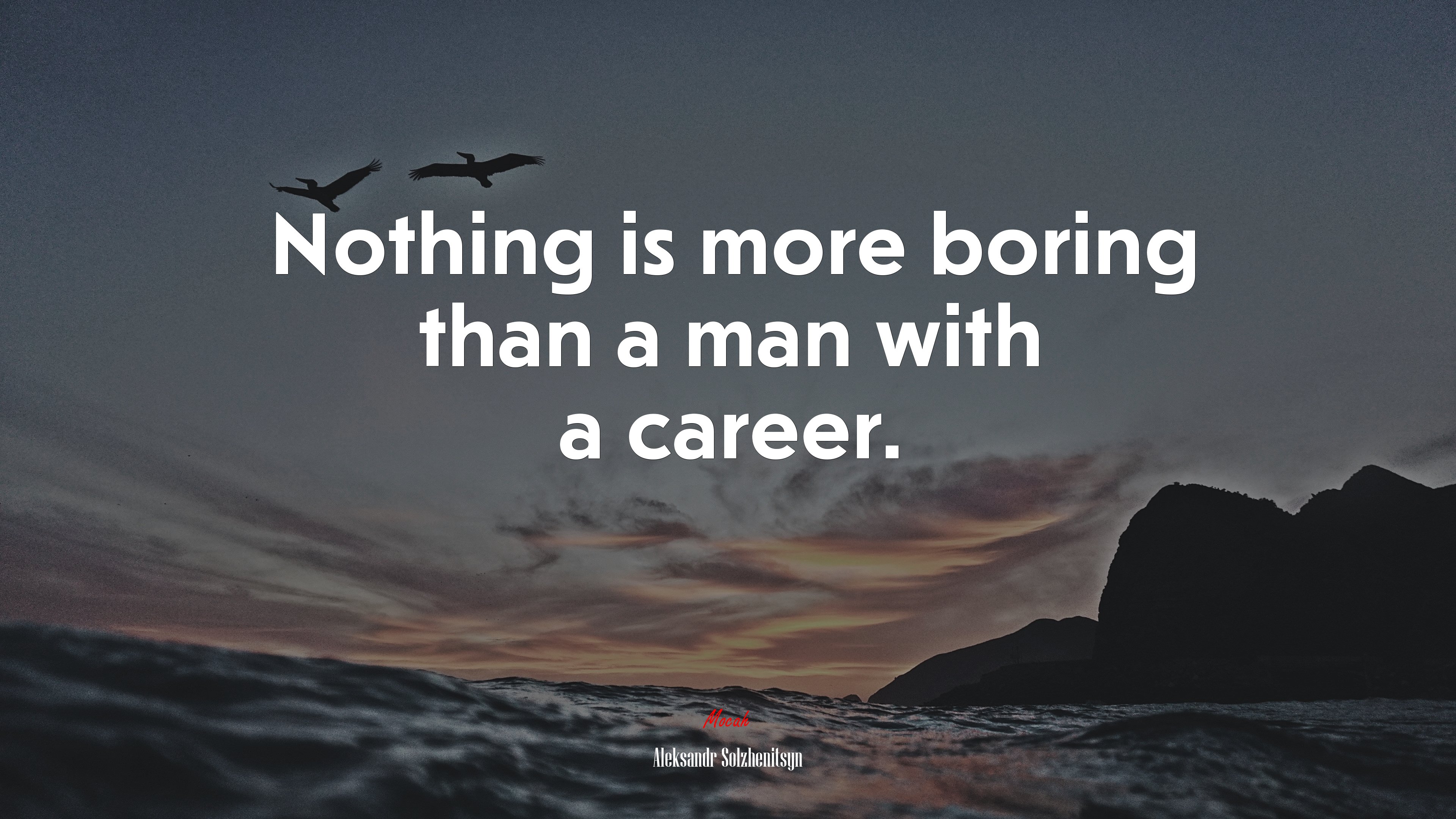 Nothing is more boring than a man with a career. | Aleksandr Solzhenitsyn quote HD Wallpaper