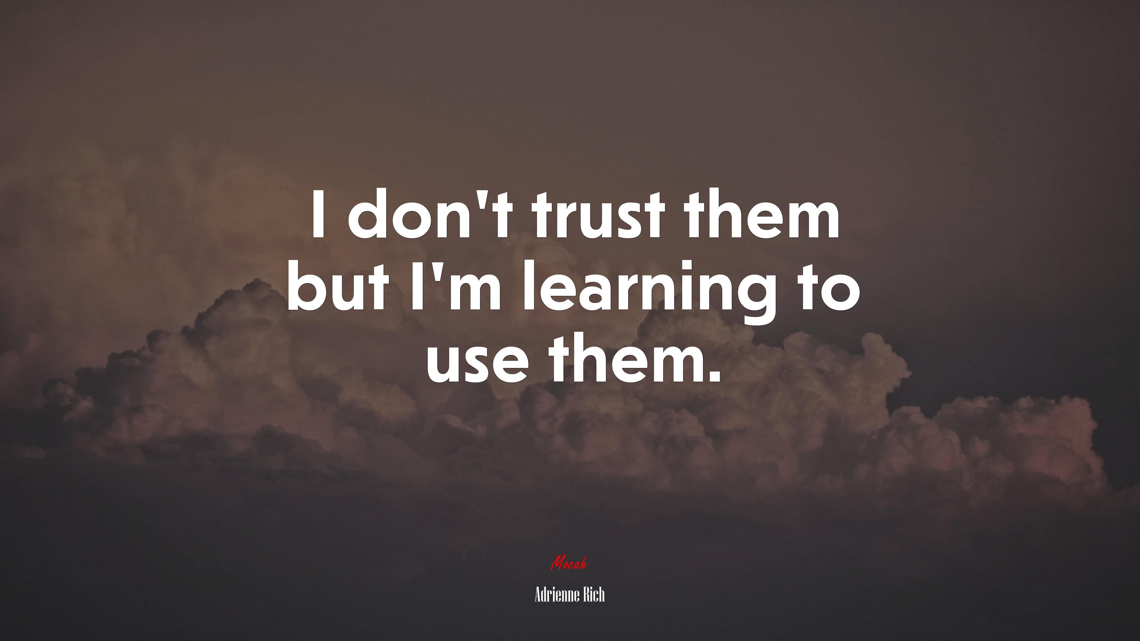 I don’t trust them but I’m learning to use them. | Adrienne Rich quote HD Wallpaper