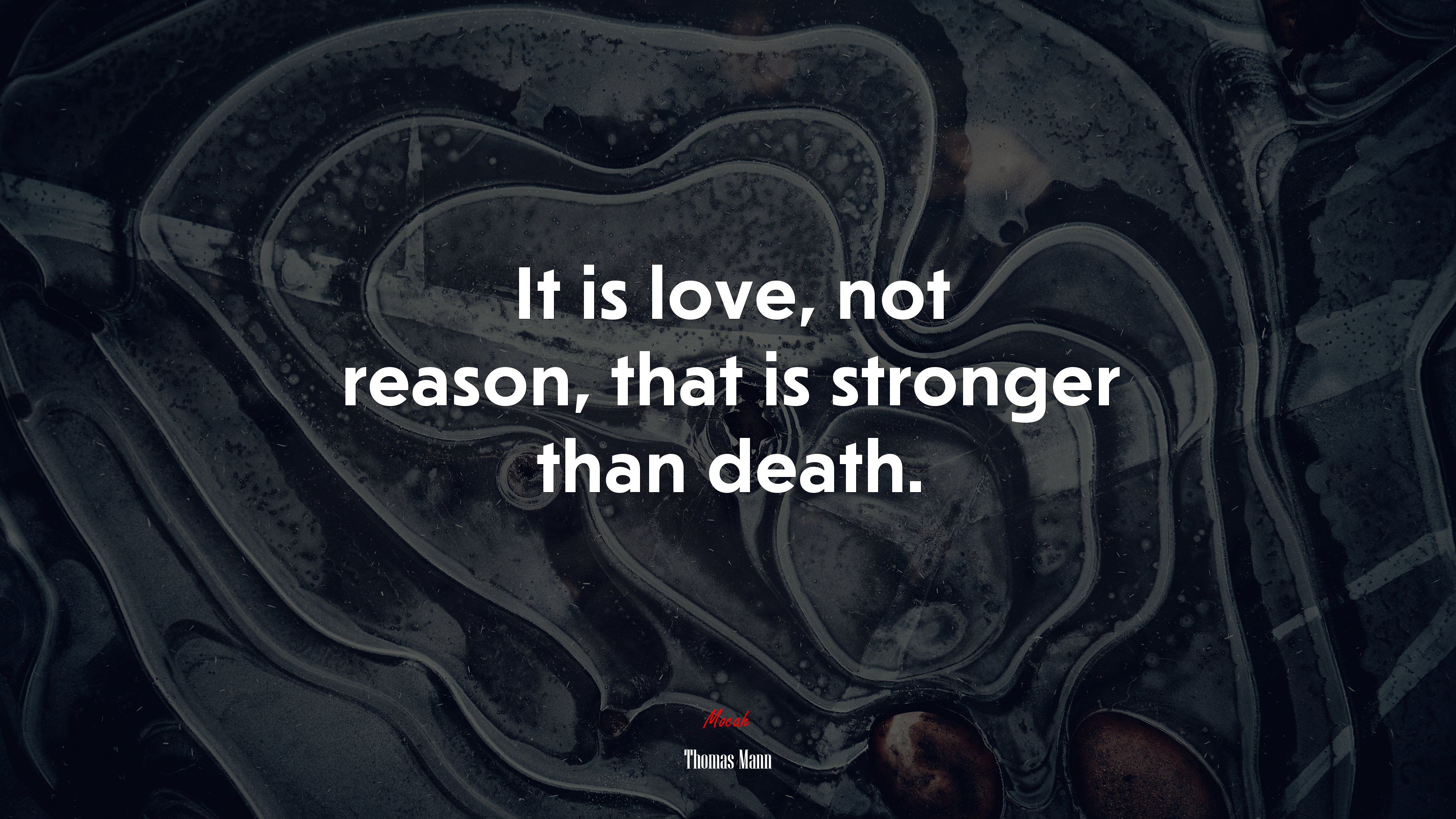 It is love, not reason, that is stronger than death. | Thomas Mann quote HD Wallpaper