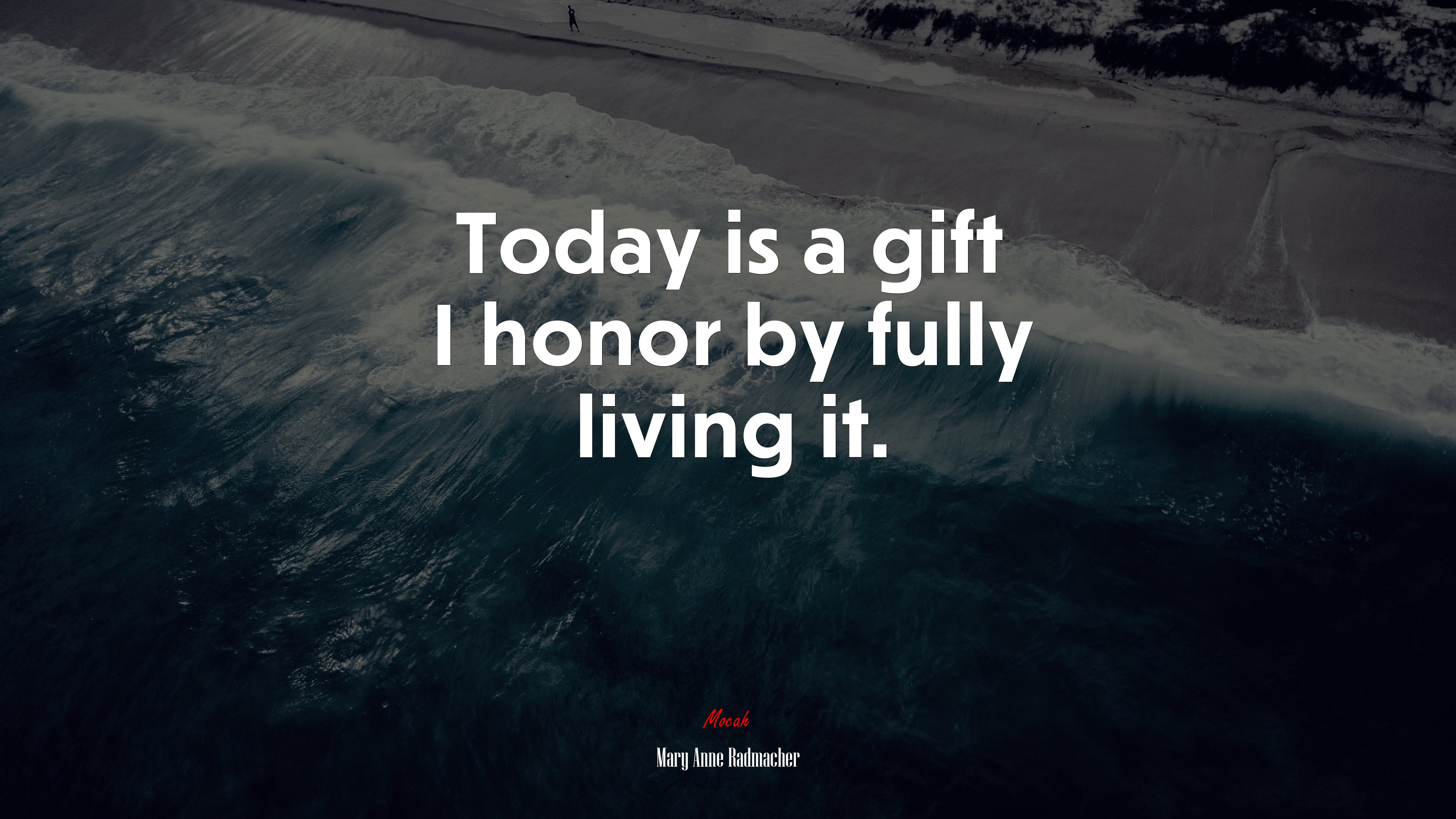 Today is a gift I honor by fully living it. | Mary Anne Radmacher quote HD Wallpaper