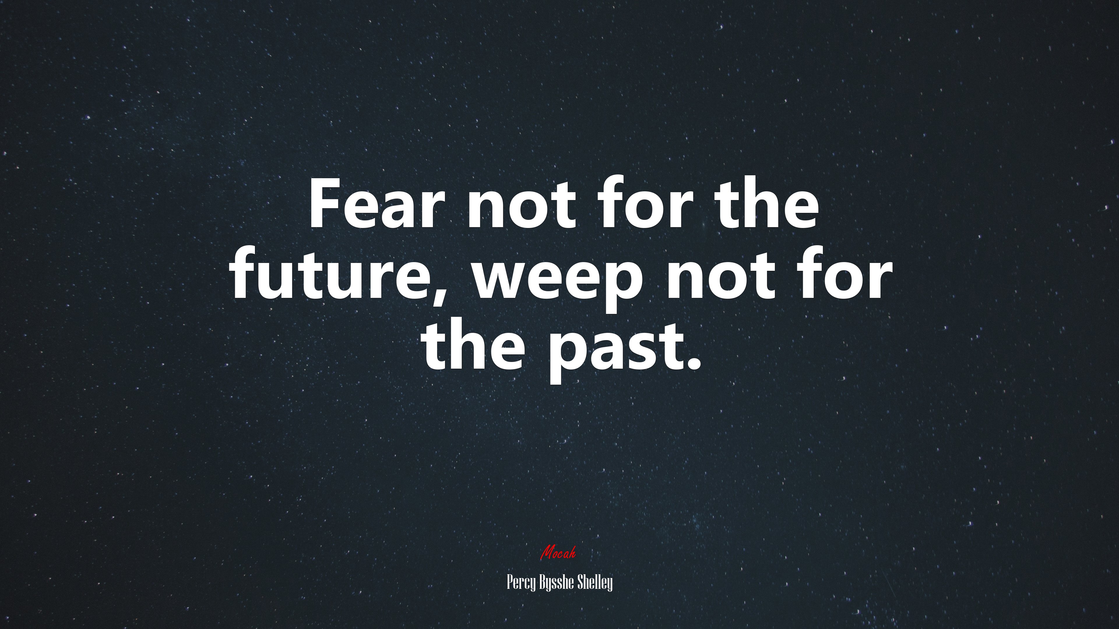 Fear not for the future, weep not for the past. | Percy Bysshe Shelley quote HD Wallpaper