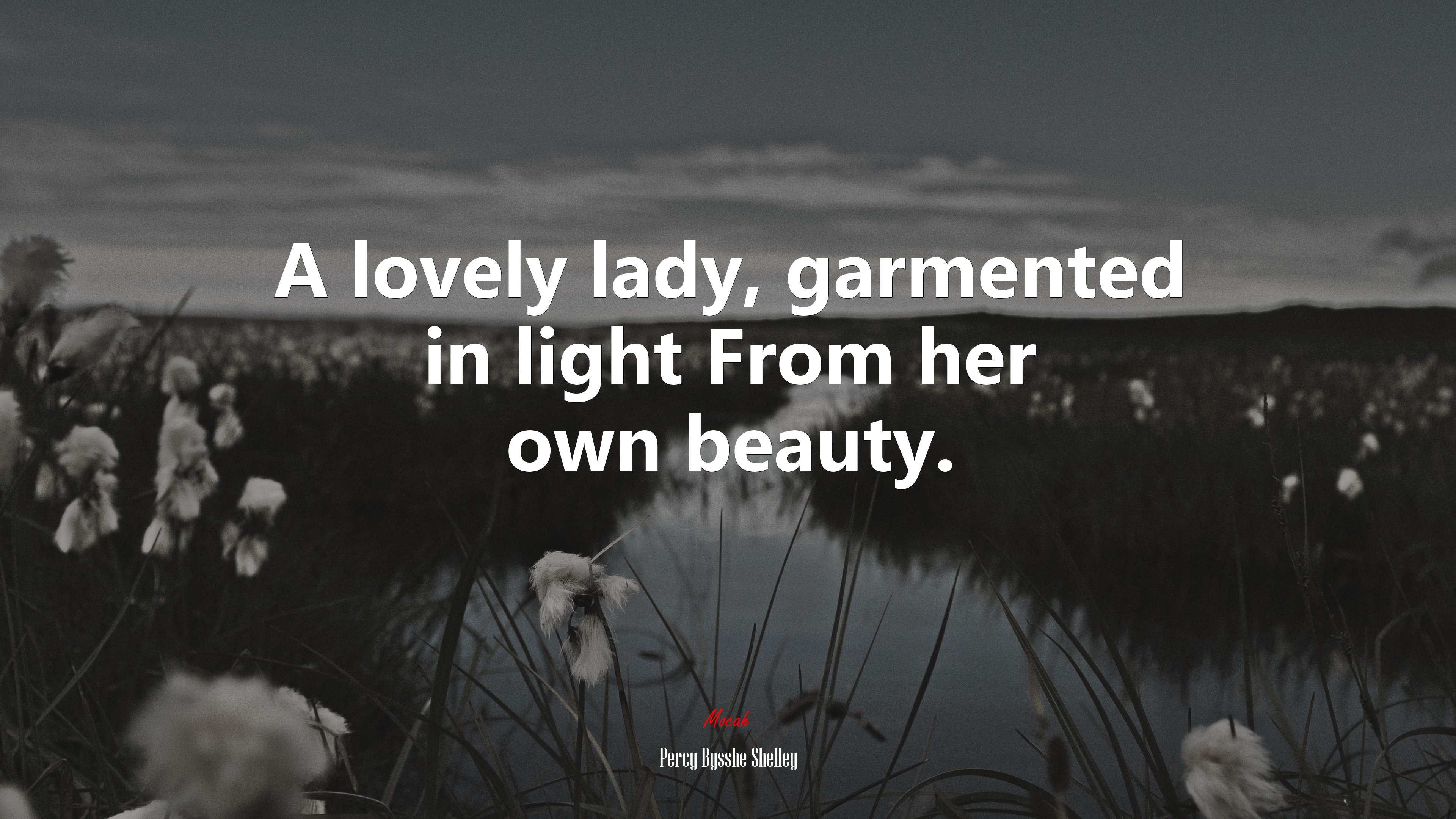 A lovely lady, garmented in light From her own beauty. | Percy Bysshe Shelley quote HD Wallpaper