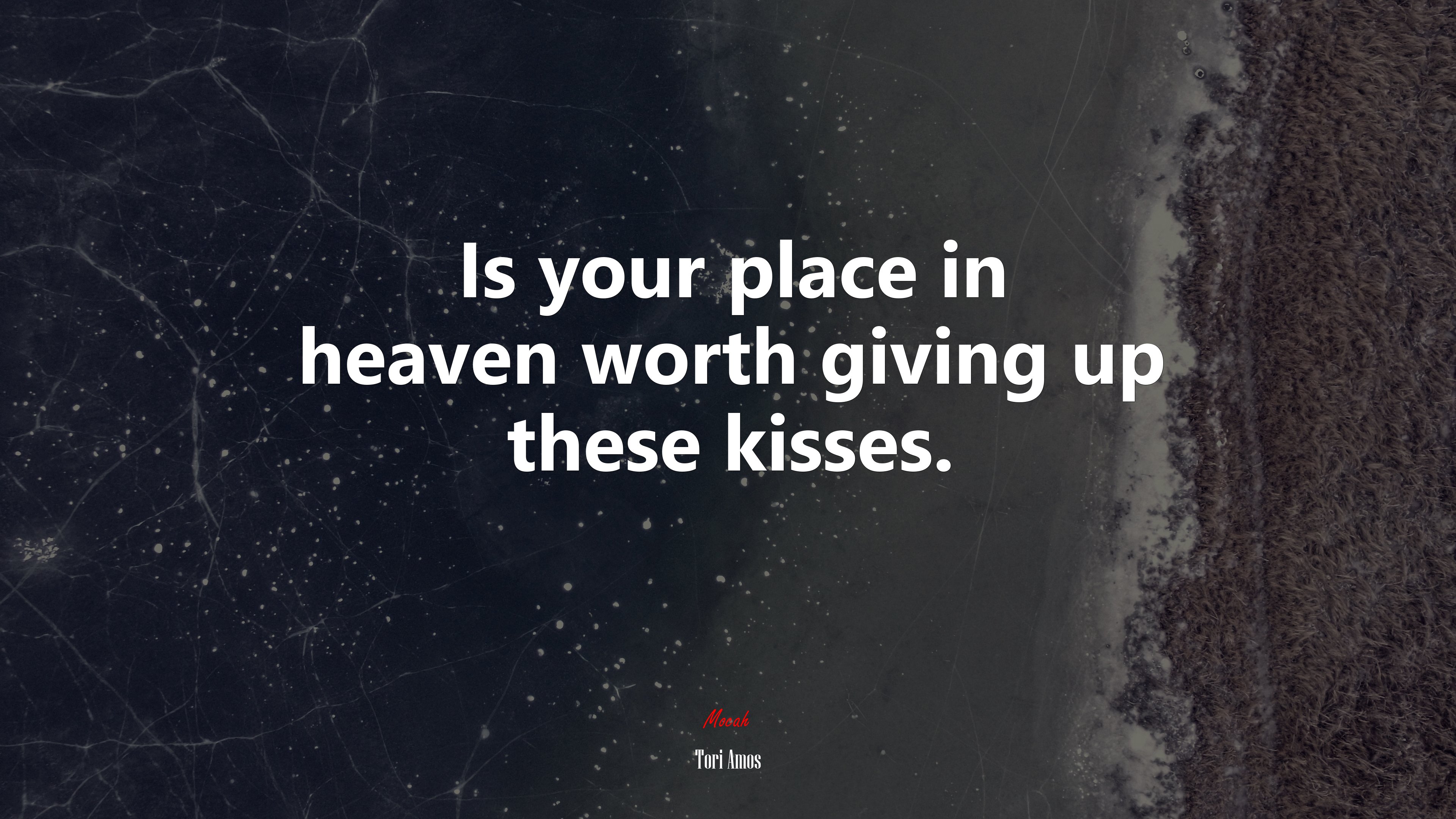 Is your place in heaven worth giving up these kisses. | Tori Amos quote HD Wallpaper