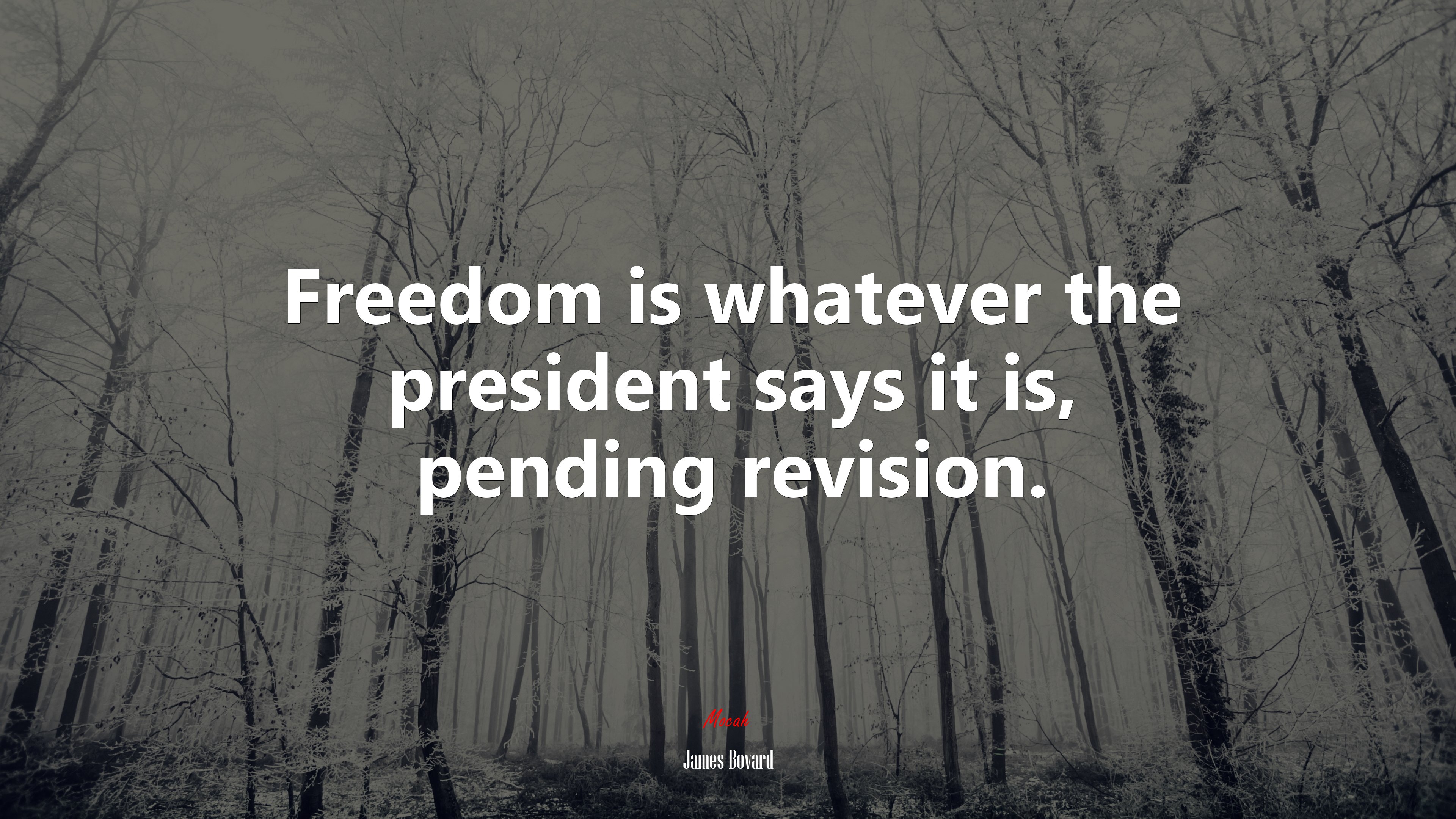 Freedom is whatever the president says it is, pending revision. | James Bovard quote HD Wallpaper