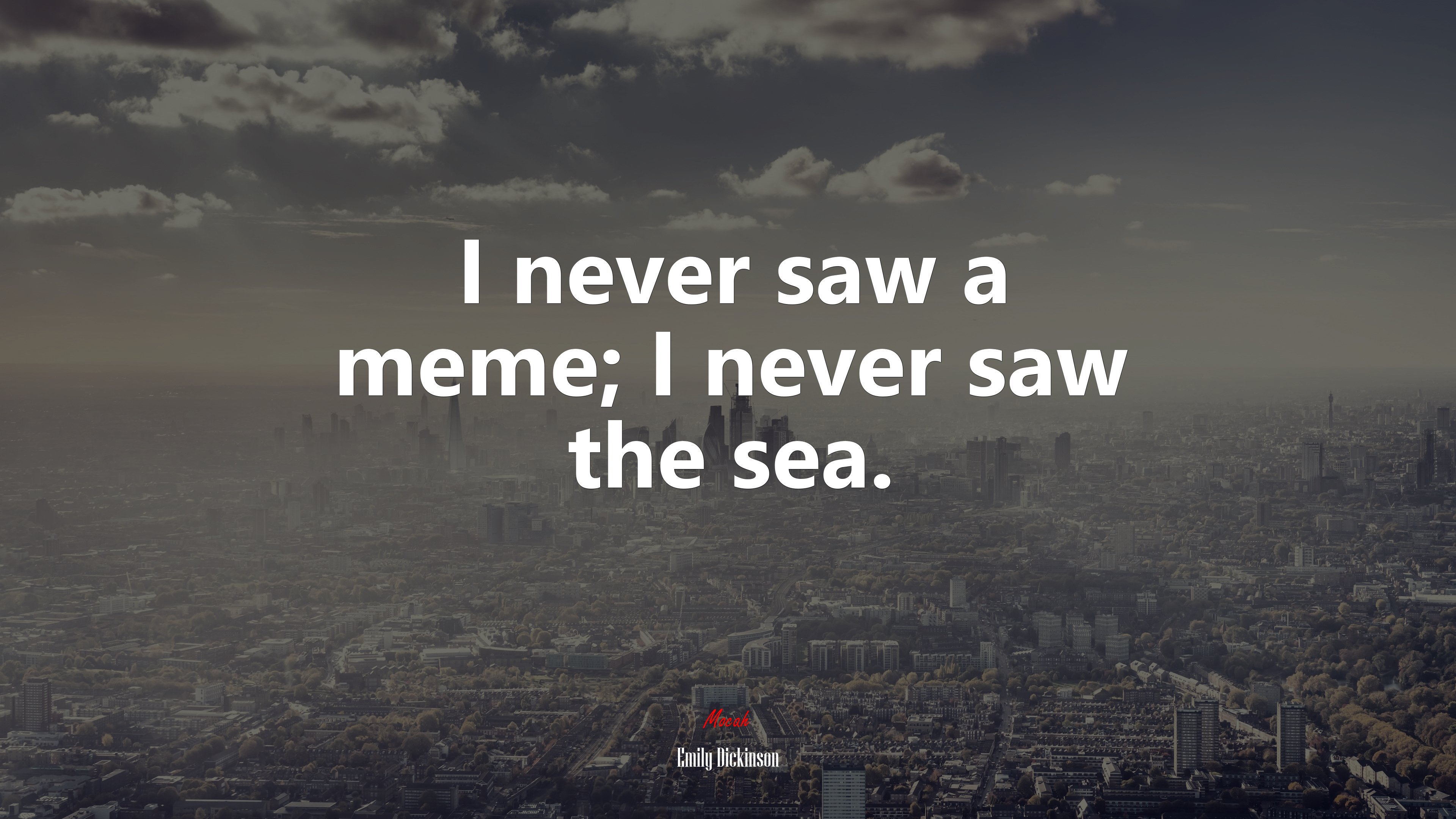 I never saw a meme; I never saw the sea. | Emily Dickinson quote HD Wallpaper