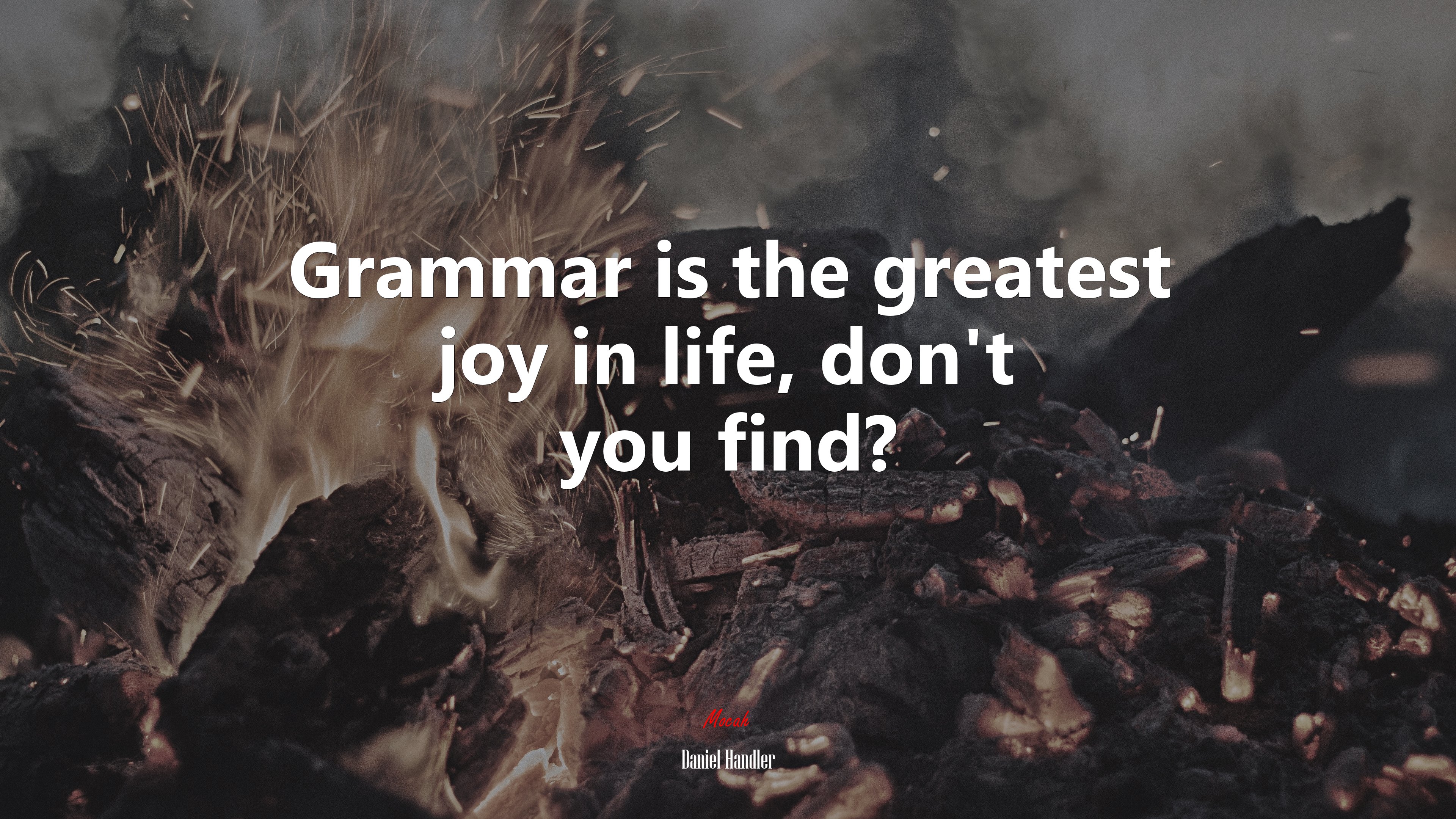 Grammar is the greatest joy in life, don’t you find? | Daniel Handler quote HD Wallpaper