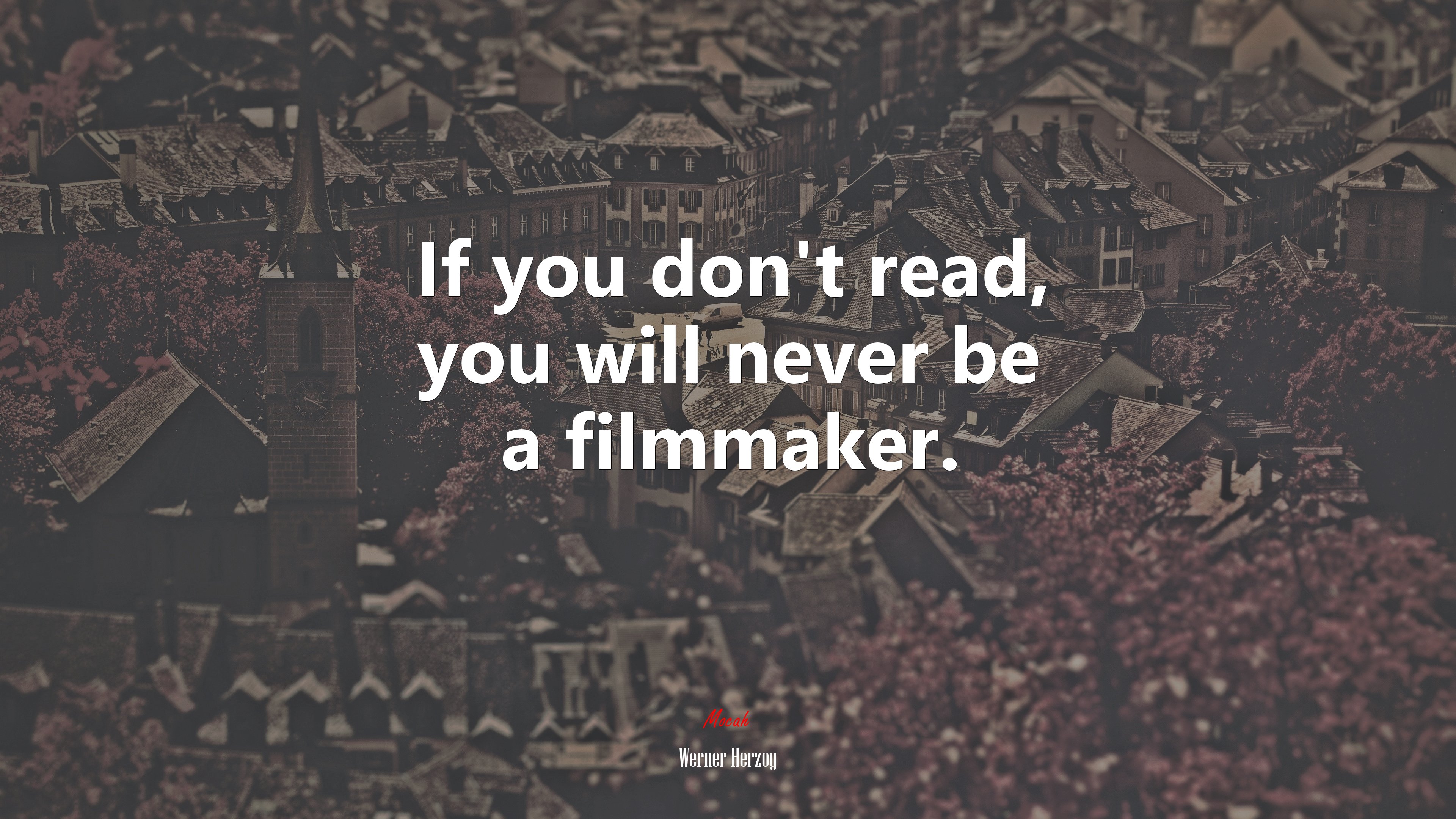 If you don’t read, you will never be a filmmaker. | Werner Herzog quote HD Wallpaper