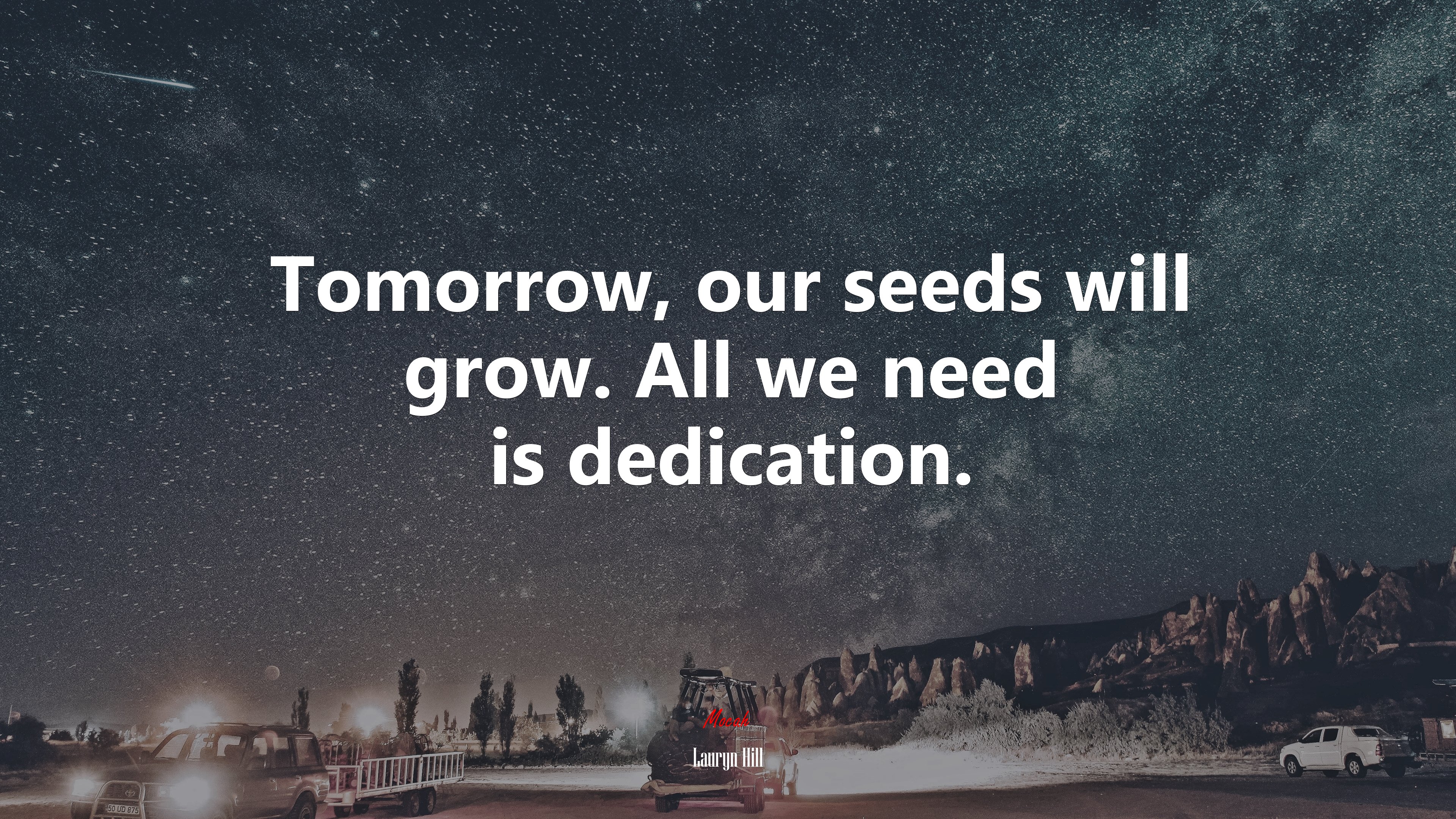 Tomorrow, our seeds will grow. All we need is dedication. | Lauryn Hill quote HD Wallpaper