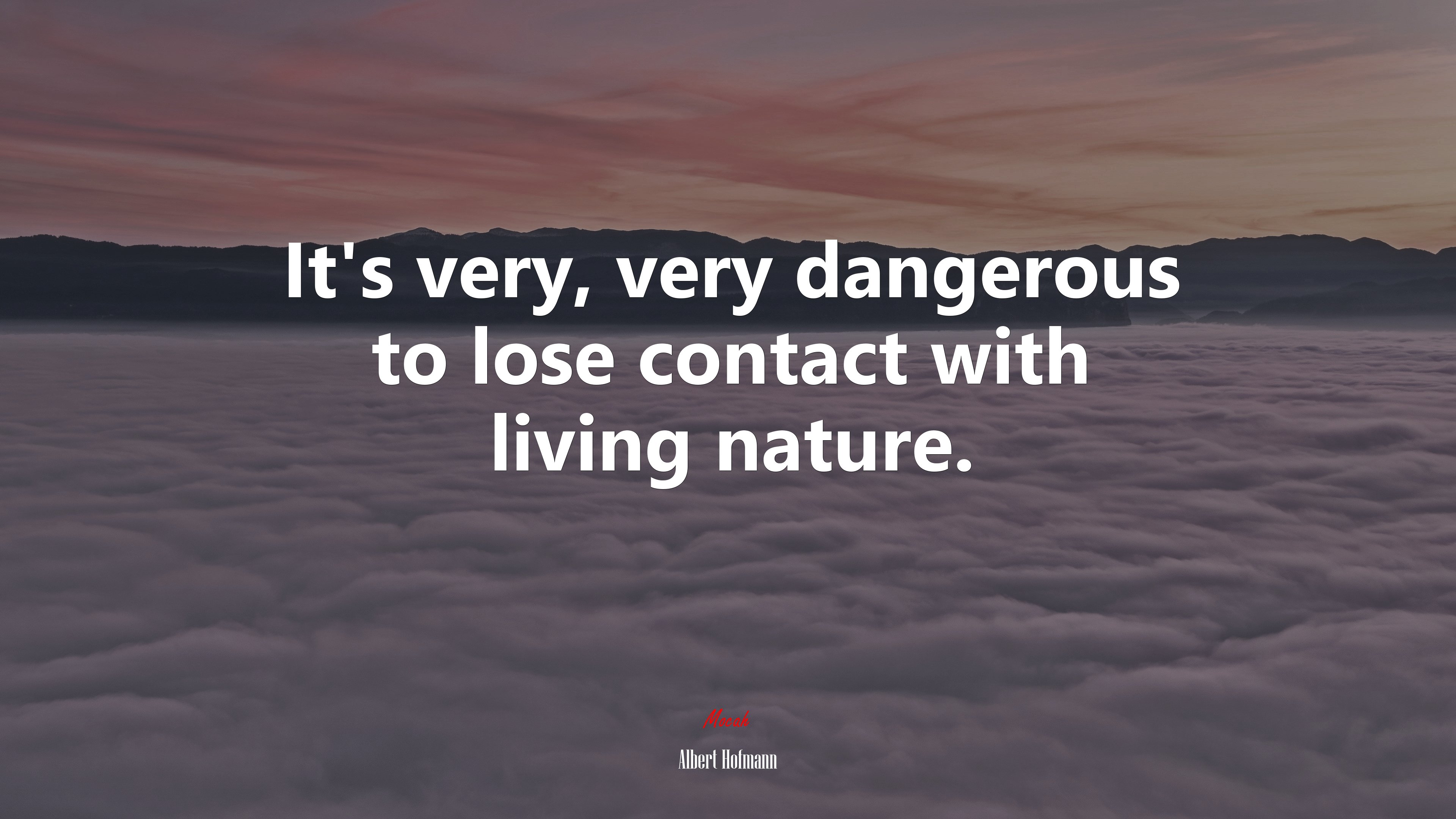 It’s very, very dangerous to lose contact with living nature. | Albert Hofmann quote HD Wallpaper
