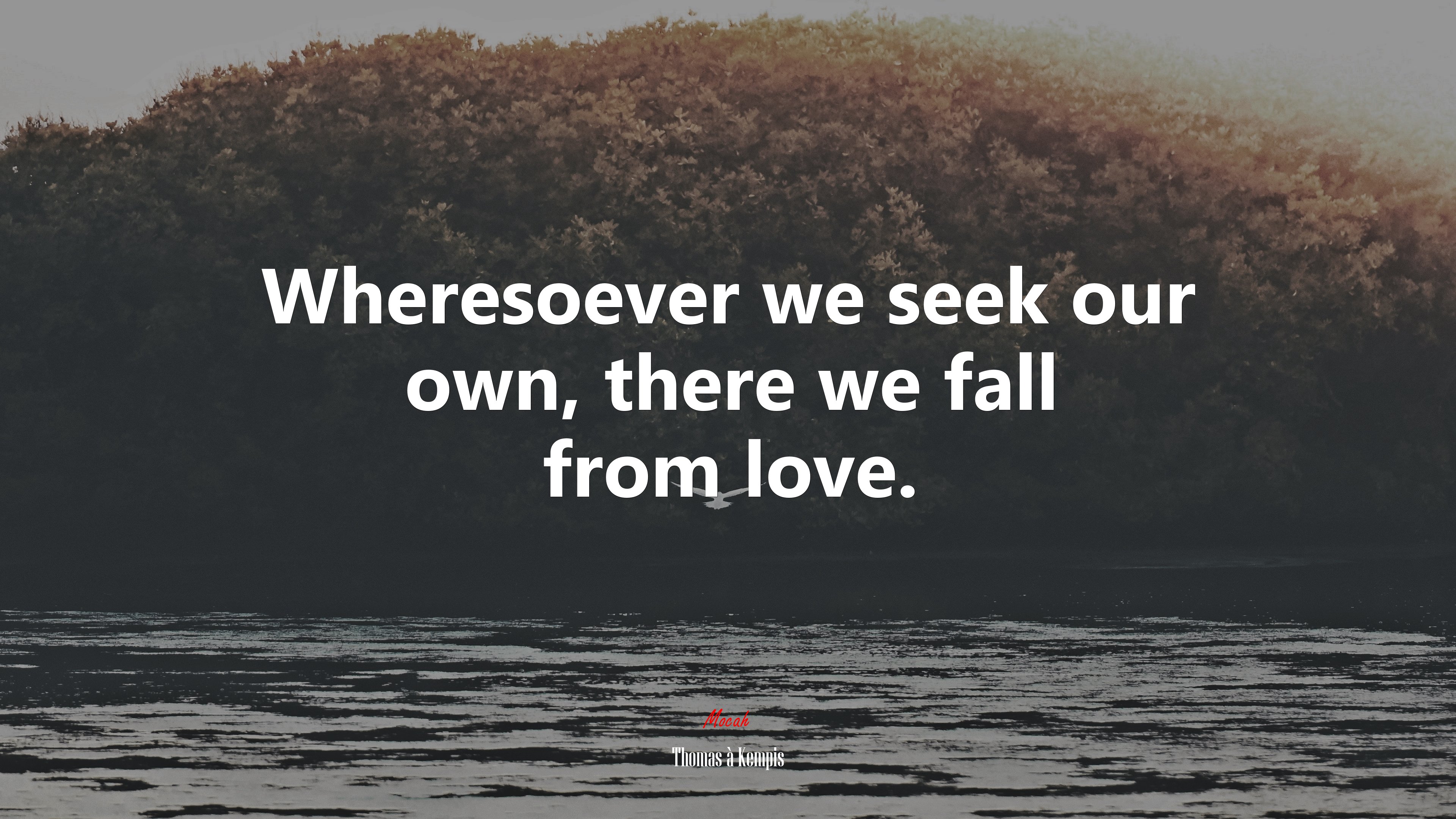 Wheresoever we seek our own, there we fall from love. | Thomas à Kempis quote HD Wallpaper
