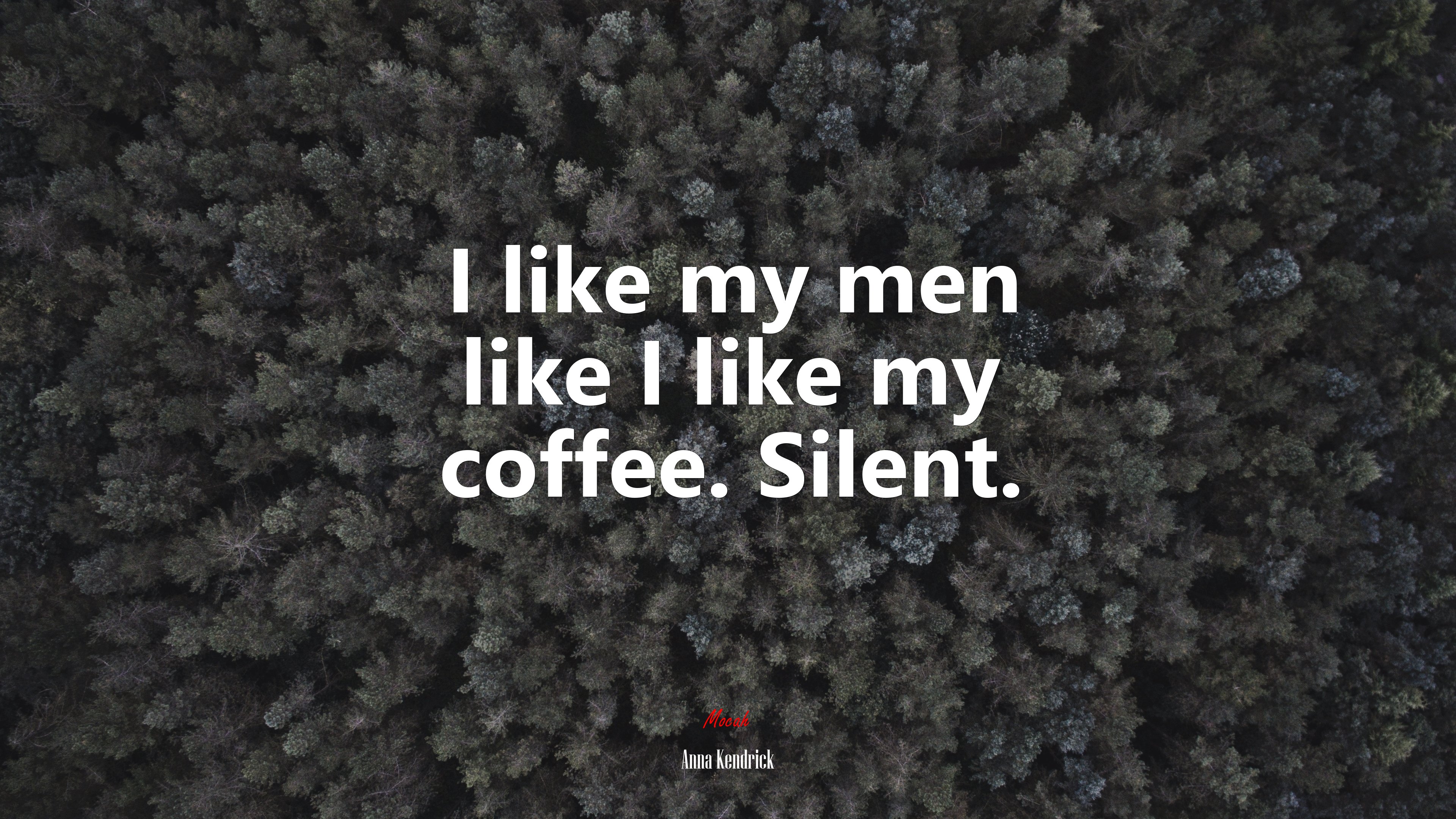 I like my men like I like my coffee. Silent. | Anna Kendrick quote HD Wallpaper