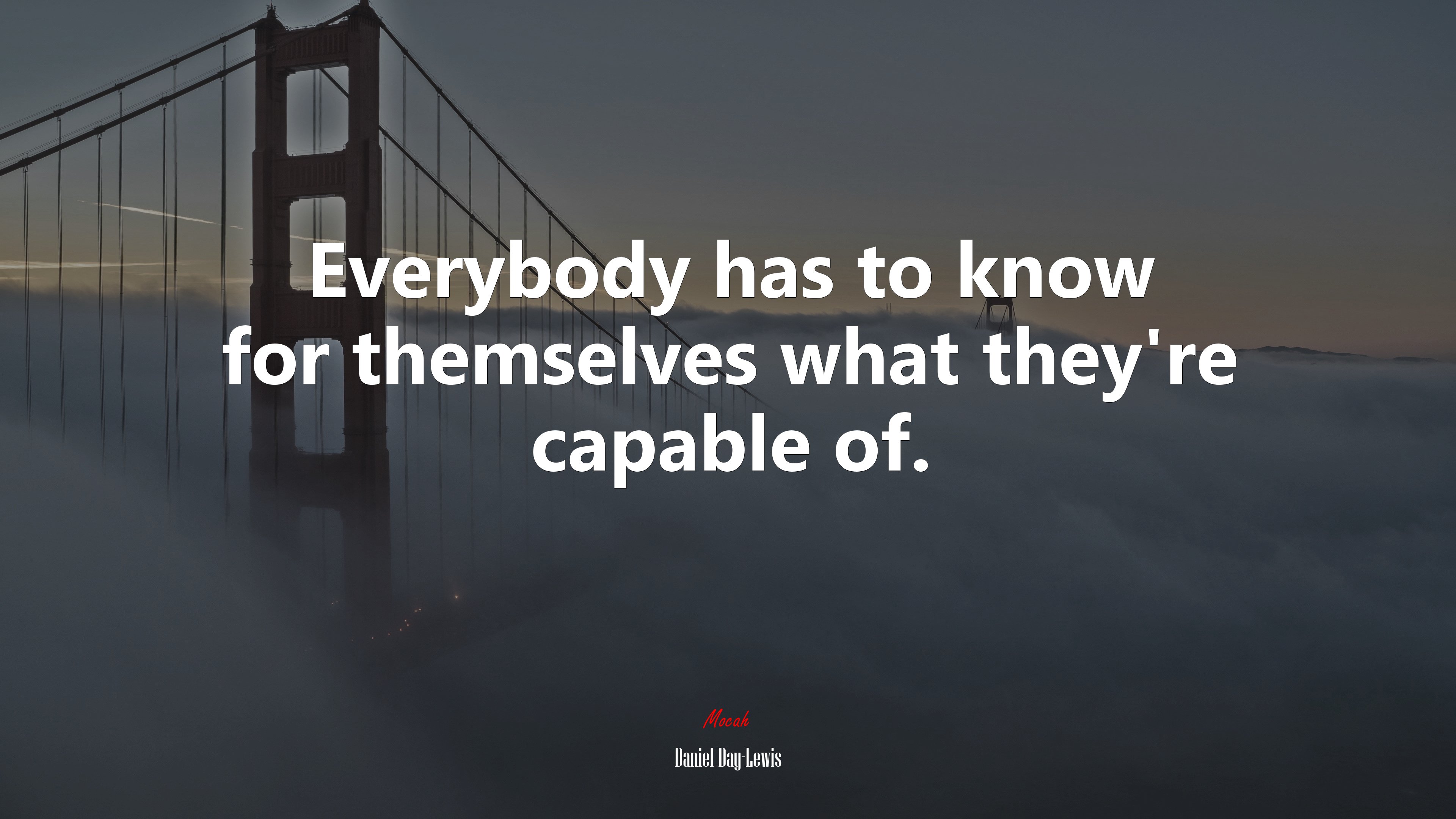 Everybody has to know for themselves what they’re capable of. | Daniel Day-Lewis quote HD Wallpaper