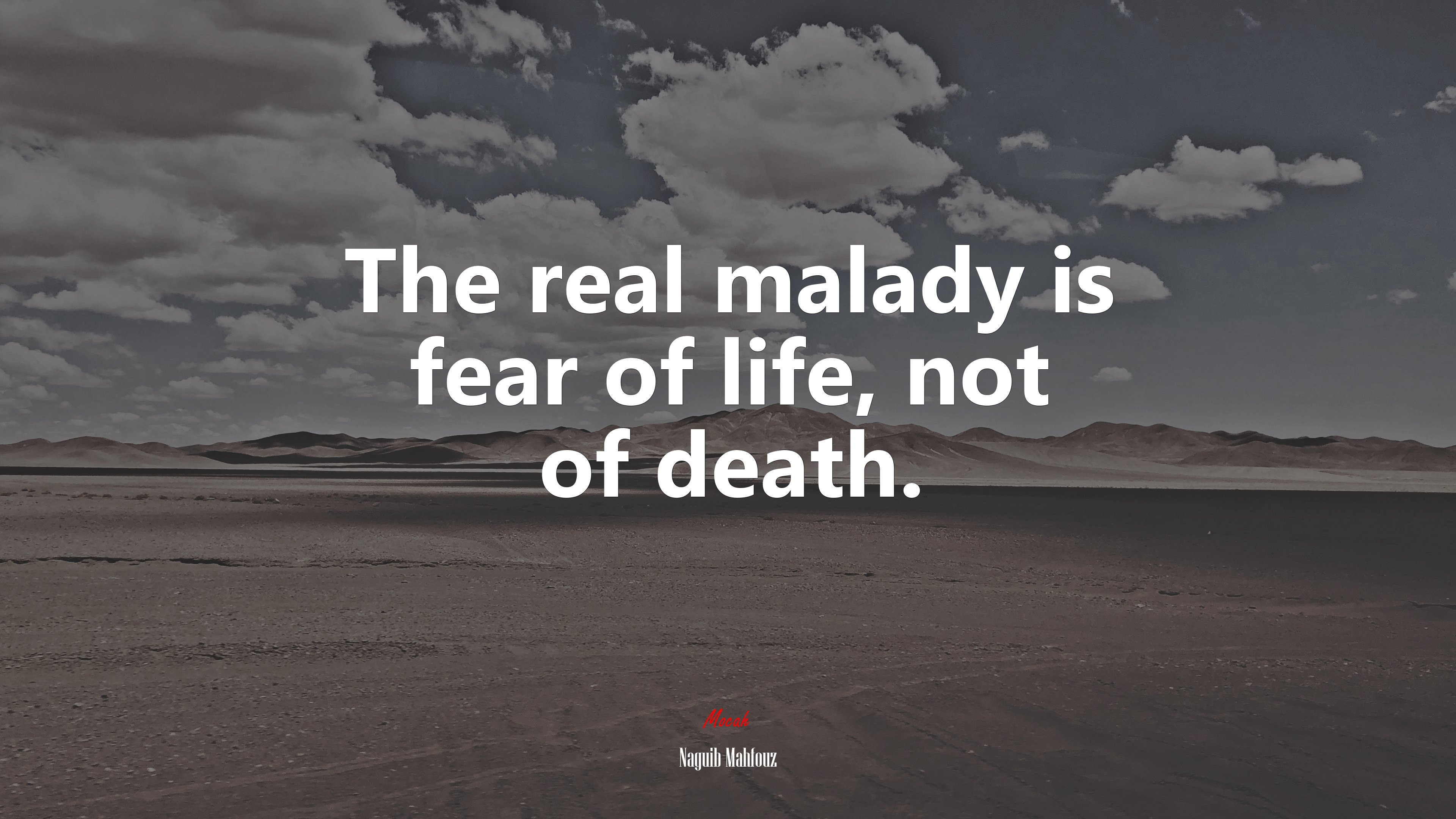 The real malady is fear of life, not of death. | Naguib Mahfouz quote HD Wallpaper