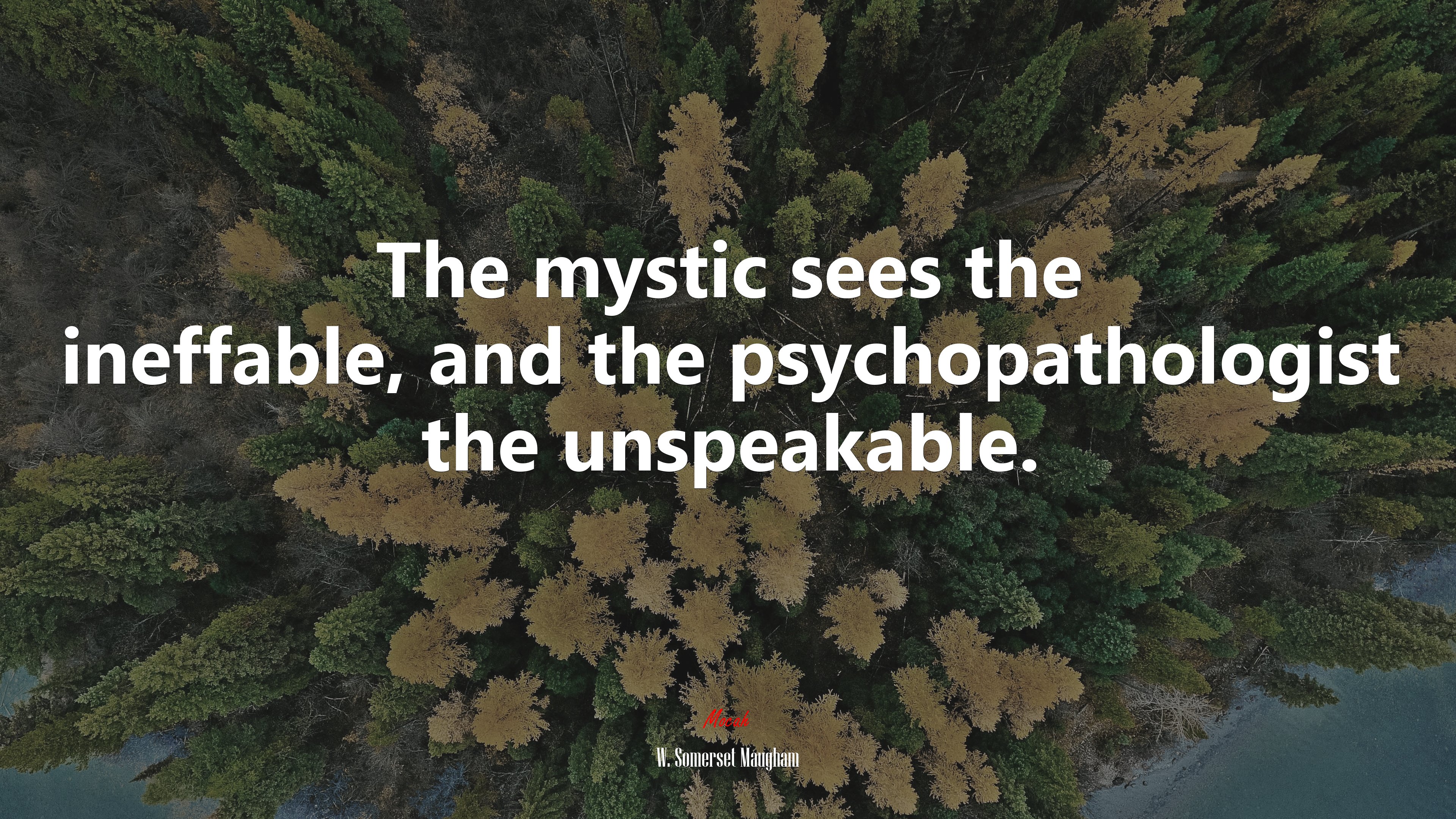 The mystic sees the ineffable, and the psychopathologist the unspeakable. | W. Somerset Maugham quote HD Wallpaper