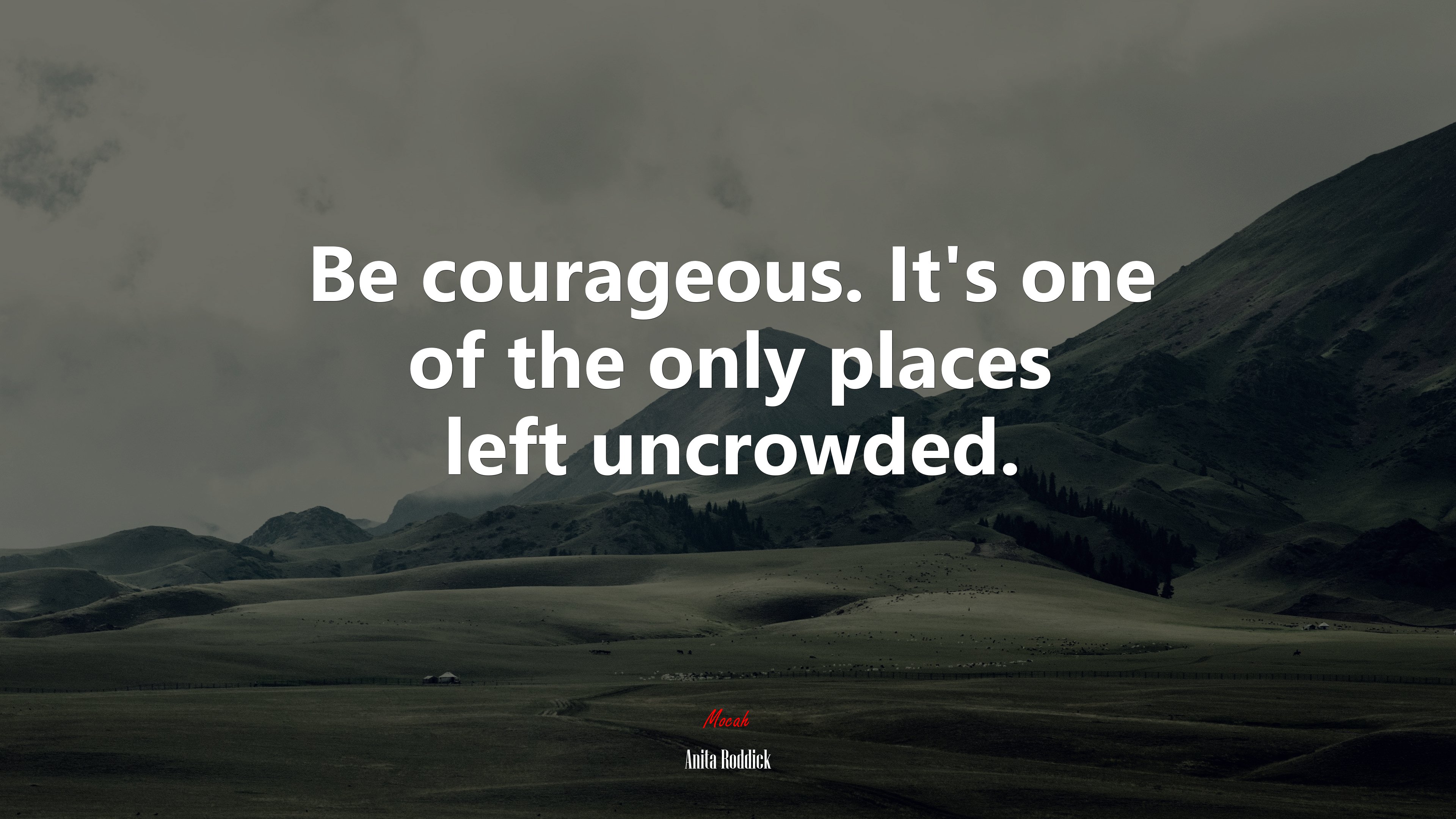Be courageous. It’s one of the only places left uncrowded. | Anita Roddick quote HD Wallpaper