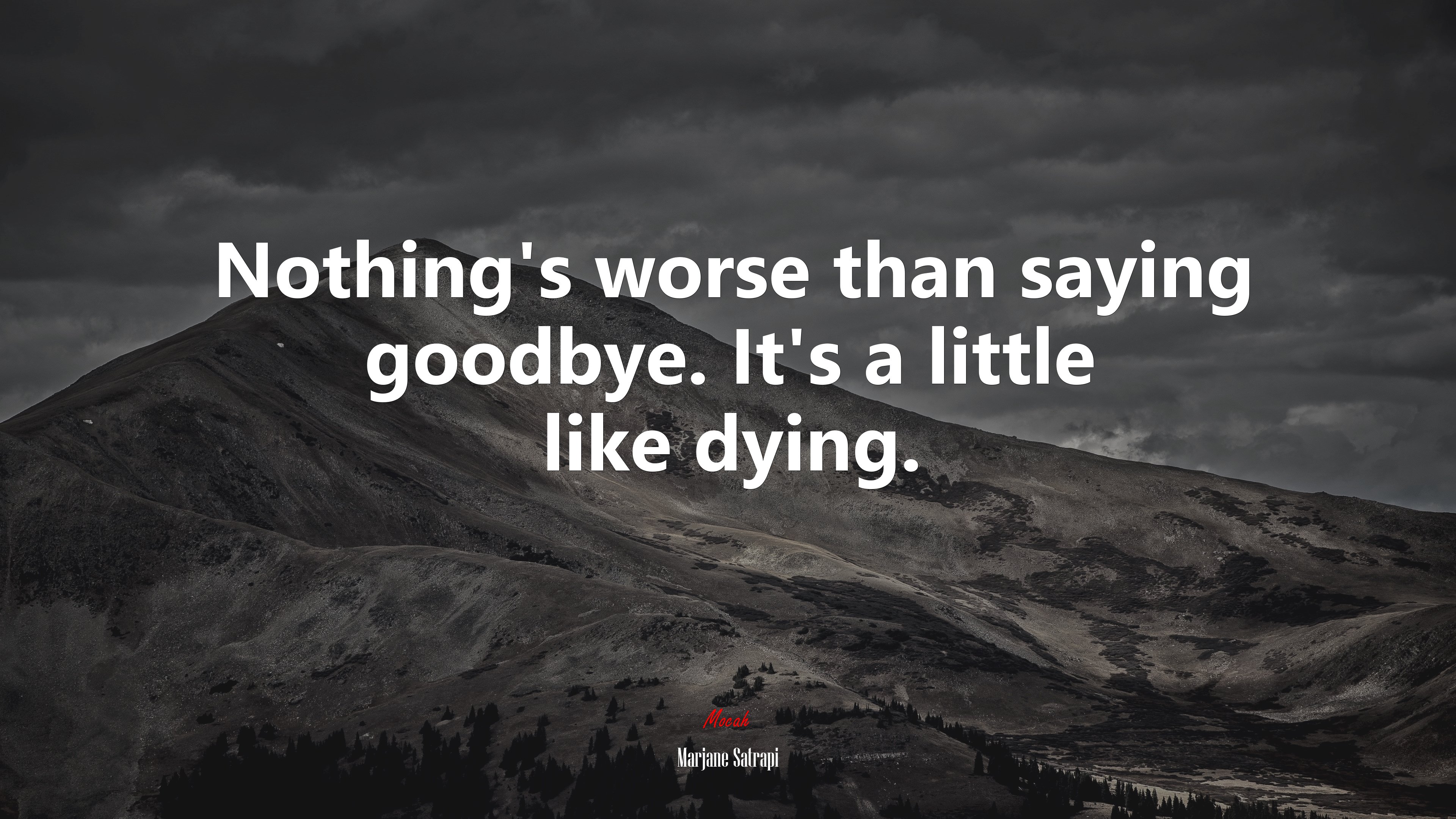 Nothing’s worse than saying goodbye. It’s a little like dying. | Marjane Satrapi quote HD Wallpaper