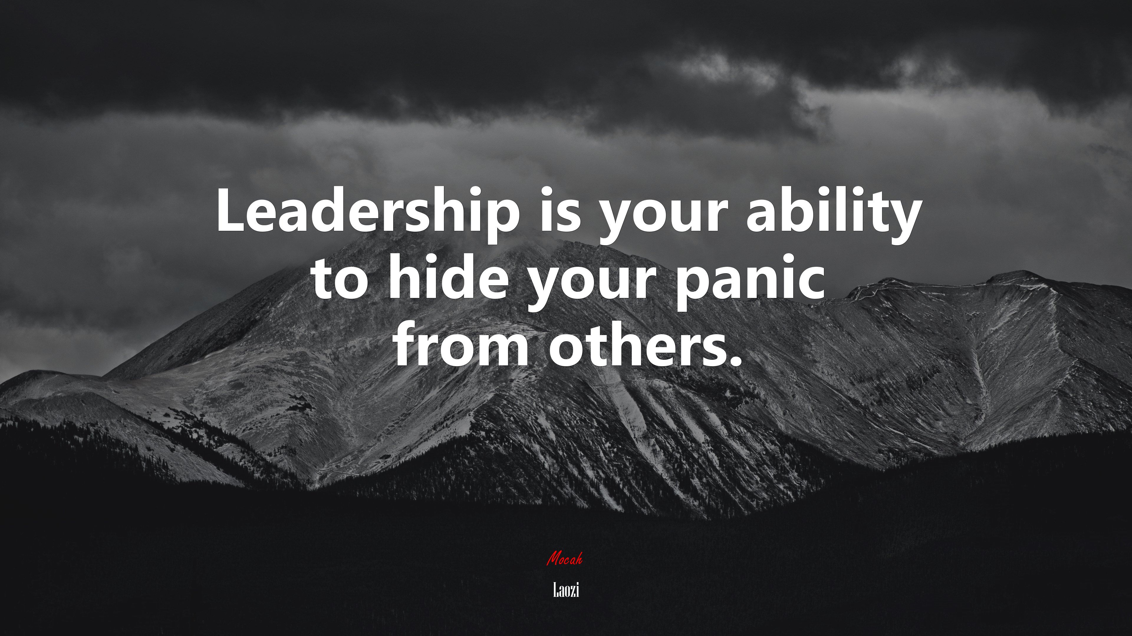 Leadership is your ability to hide your panic from others. | Laozi quote HD Wallpaper