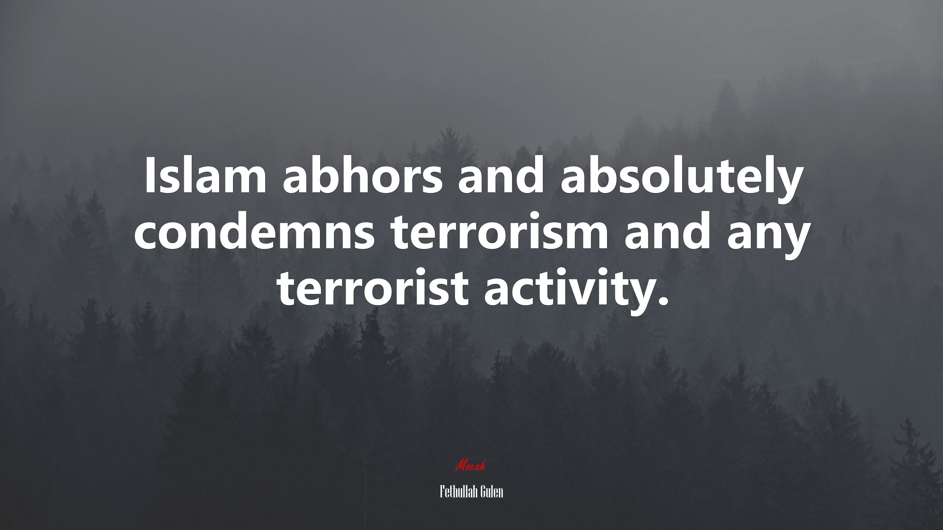 Islam abhors and absolutely condemns terrorism and any terrorist activity. | Fethullah Gulen quote HD Wallpaper
