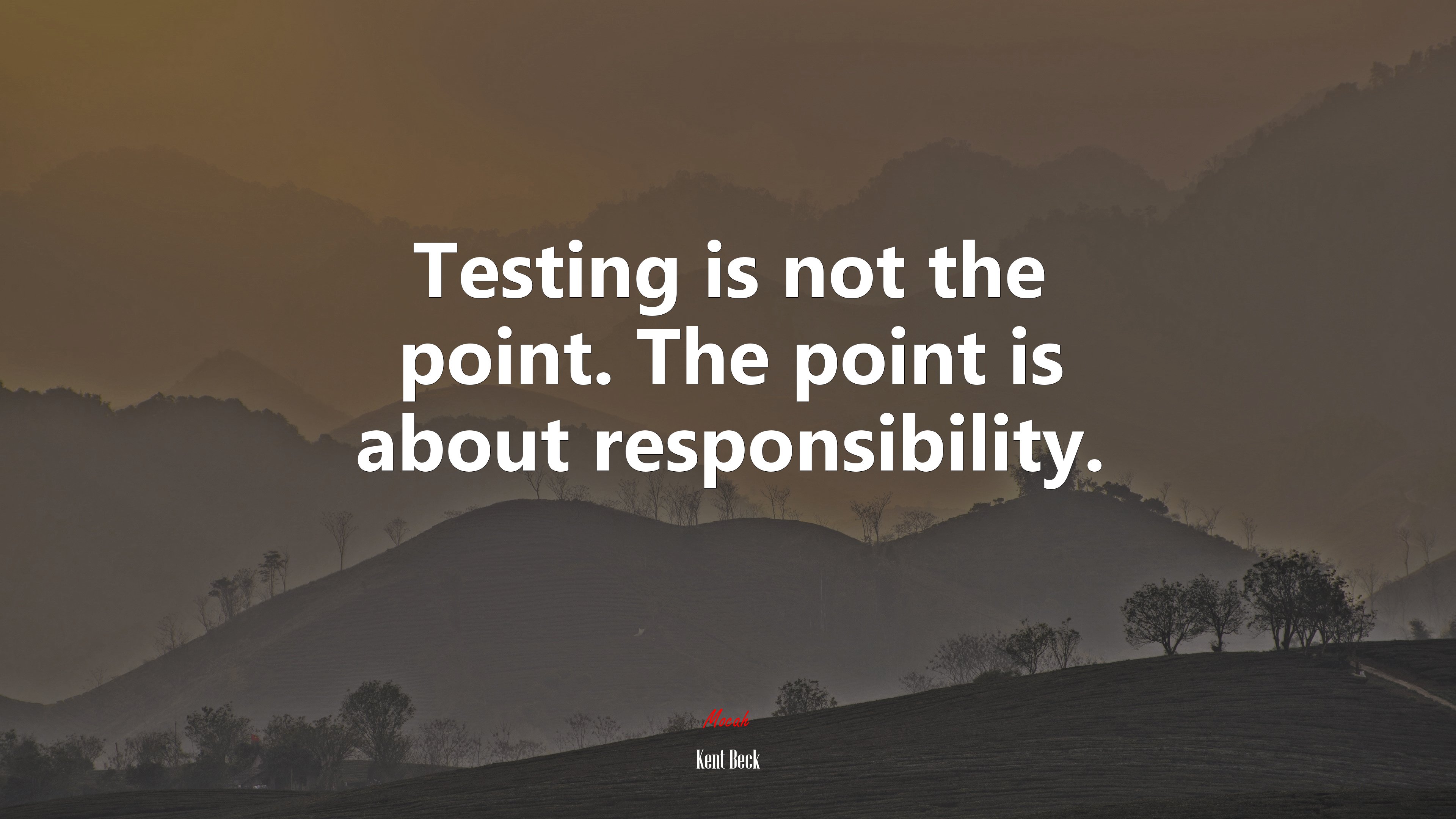 Testing is not the point. The point is about responsibility. | Kent Beck quote HD Wallpaper