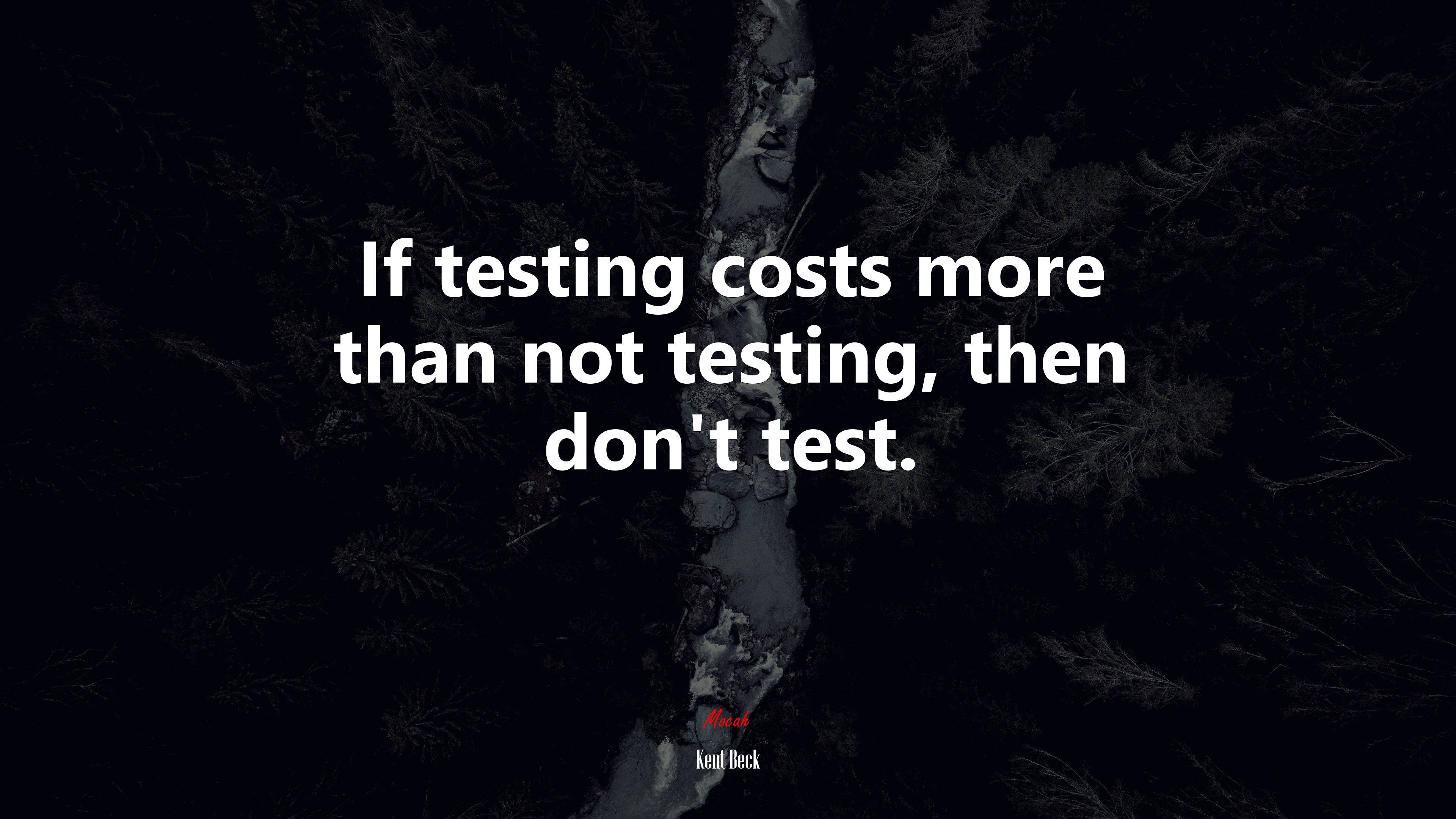 If testing costs more than not testing, then don’t test. | Kent Beck quote HD Wallpaper