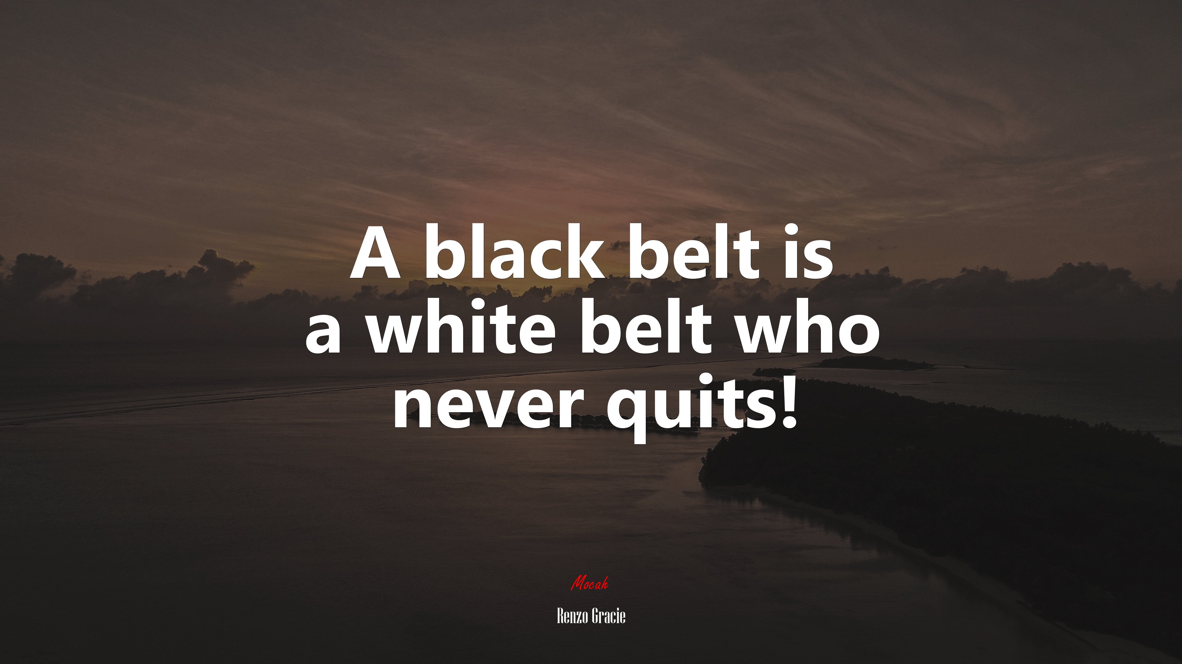 A black belt is a white belt who never quits! | Renzo Gracie quote HD Wallpaper