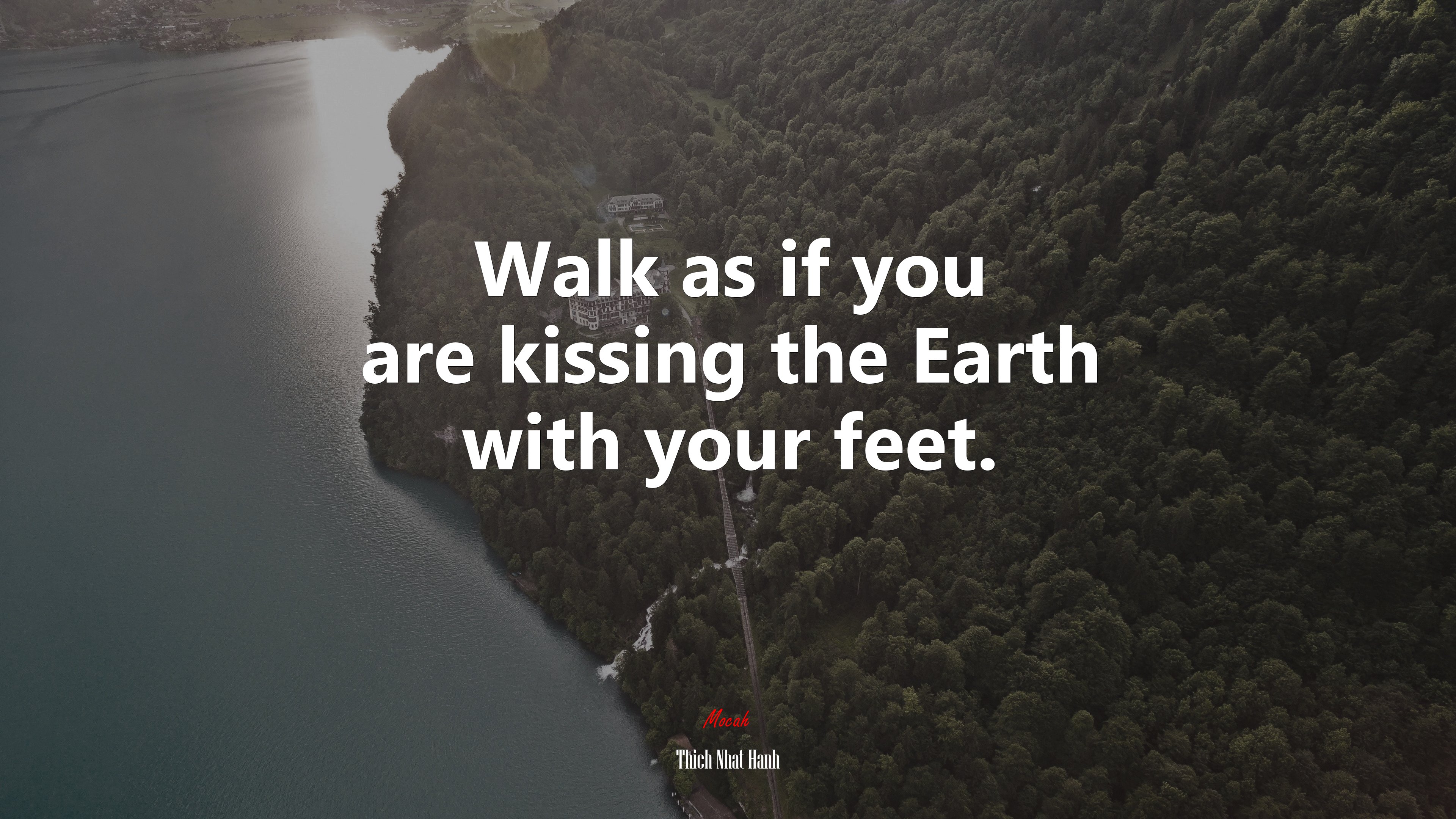 Walk as if you are kissing the Earth with your feet. | Thich Nhat Hanh quote HD Wallpaper