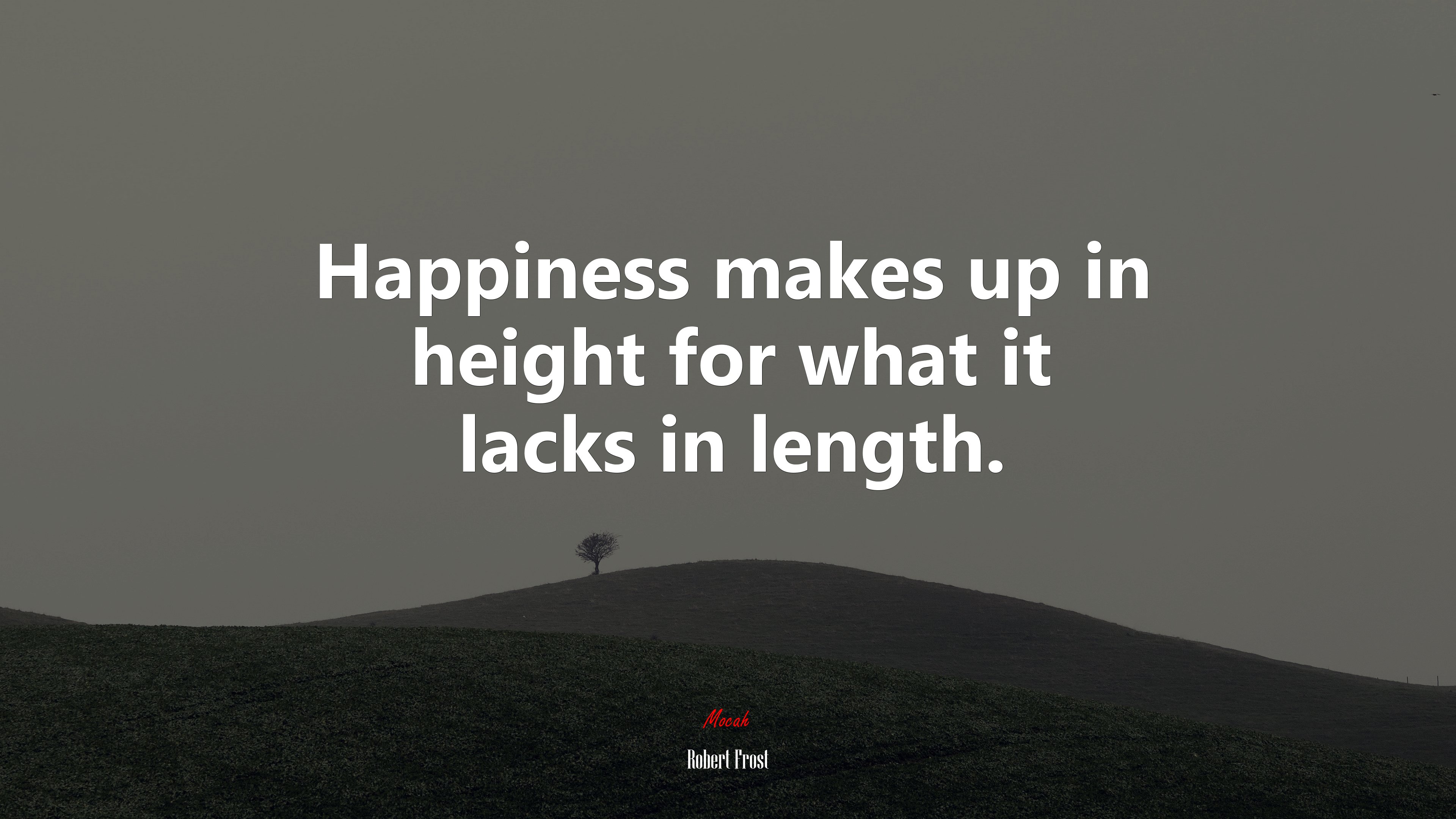 Happiness makes up in height for what it lacks in length. | Robert Frost quote HD Wallpaper