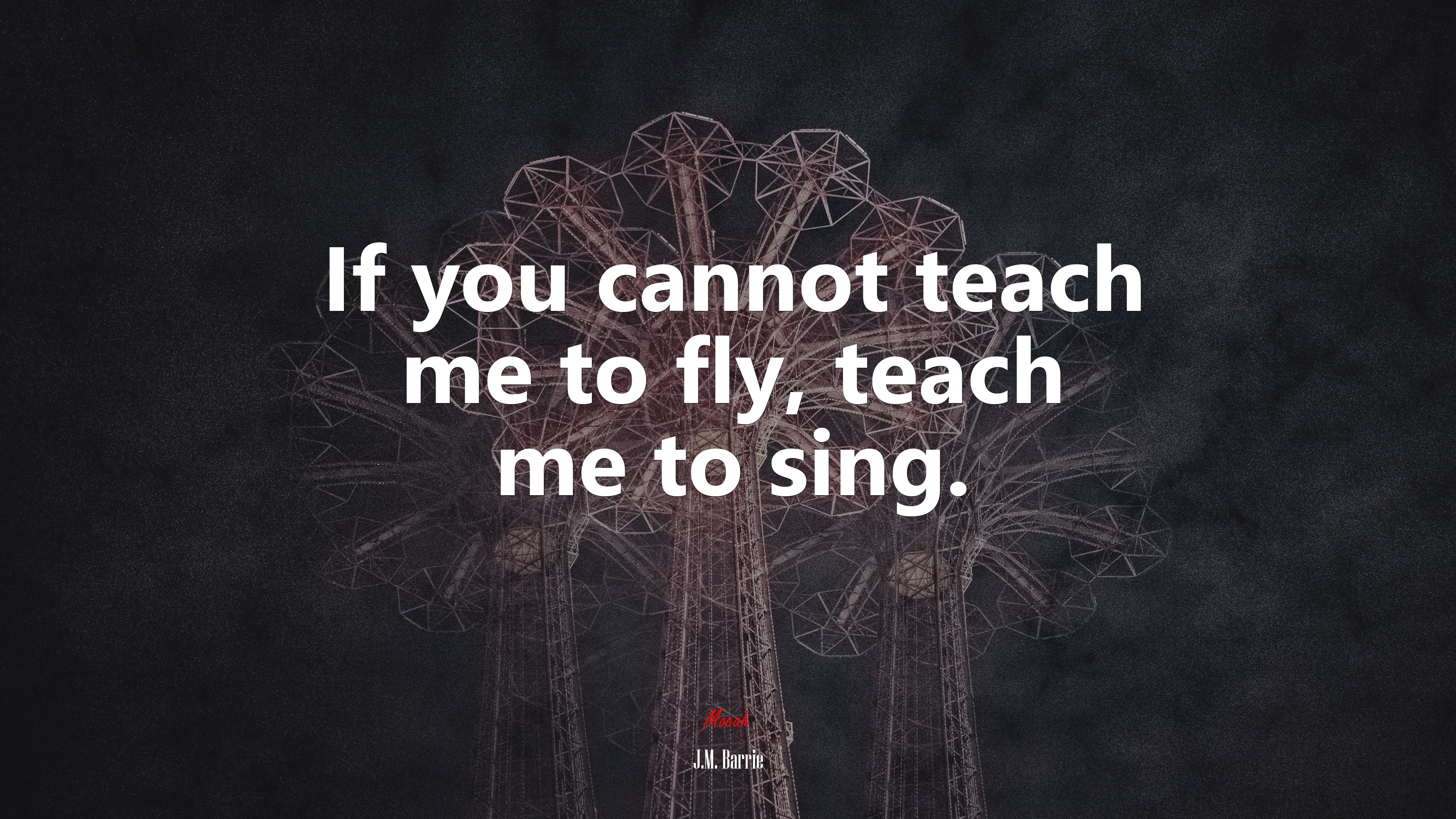If you cannot teach me to fly, teach me to sing. | J.M. Barrie quote HD Wallpaper