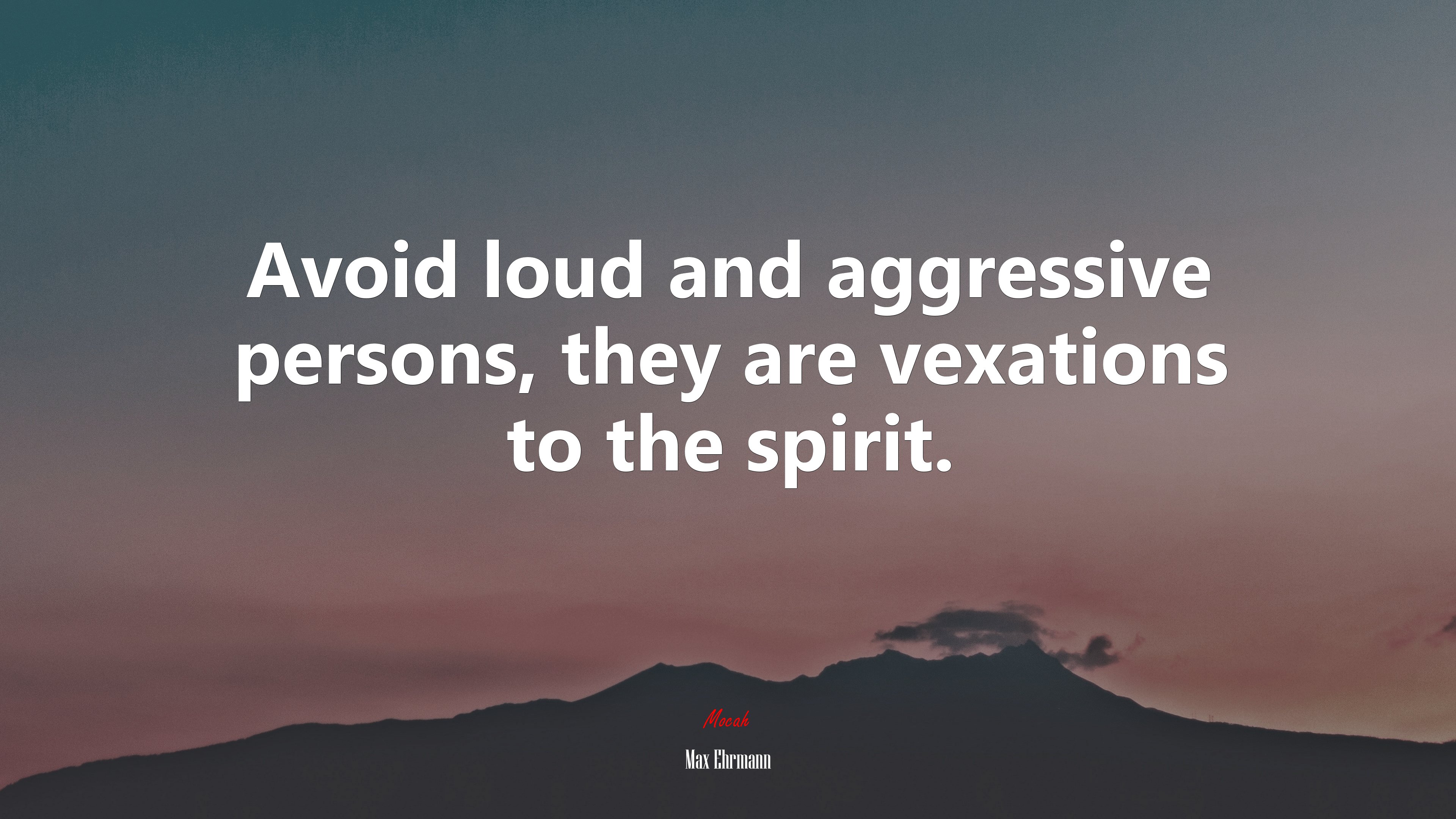 Avoid loud and aggressive persons, they are vexations to the spirit. | Max Ehrmann quote HD Wallpaper