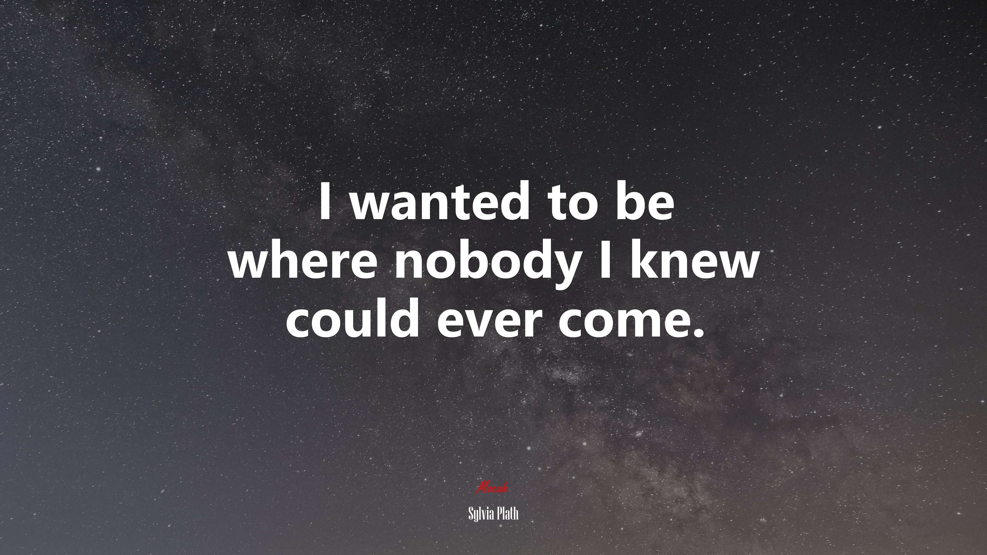 I wanted to be where nobody I knew could ever come. | Sylvia Plath quote HD Wallpaper