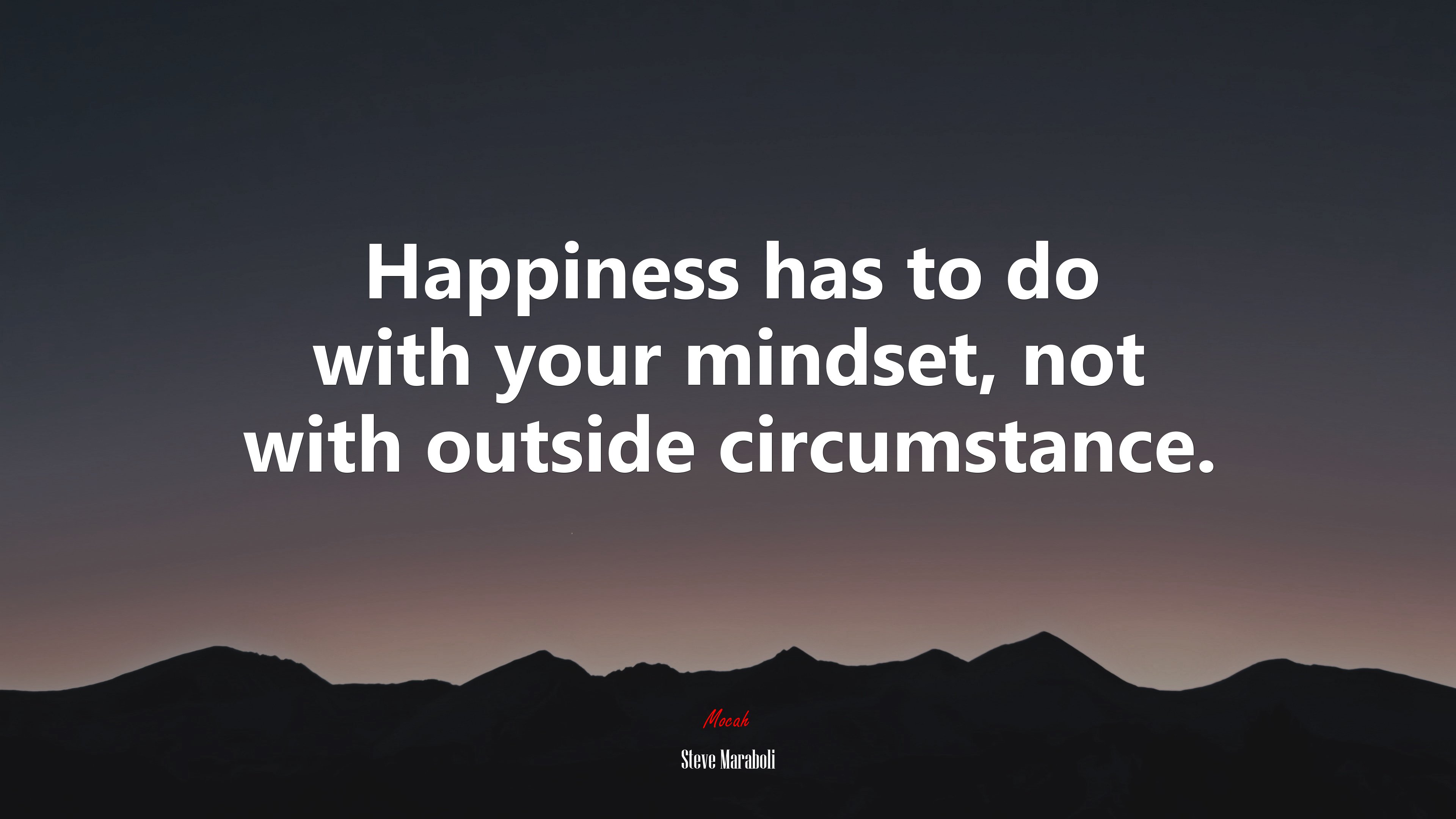 Happiness has to do with your mindset, not with outside circumstance. | Steve Maraboli quote HD Wallpaper