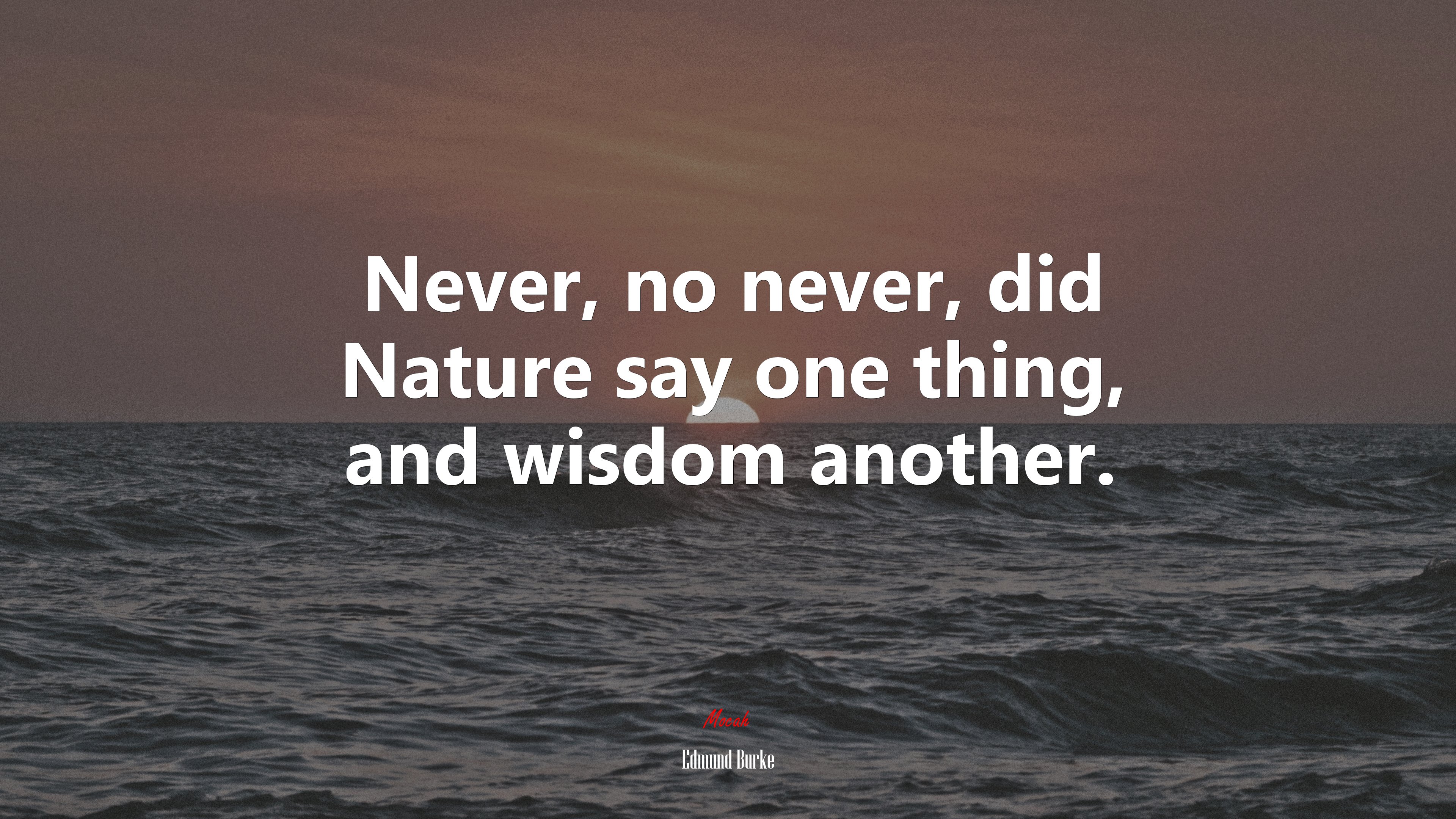 Never, no never, did Nature say one thing, and wisdom another. | Edmund Burke quote HD Wallpaper