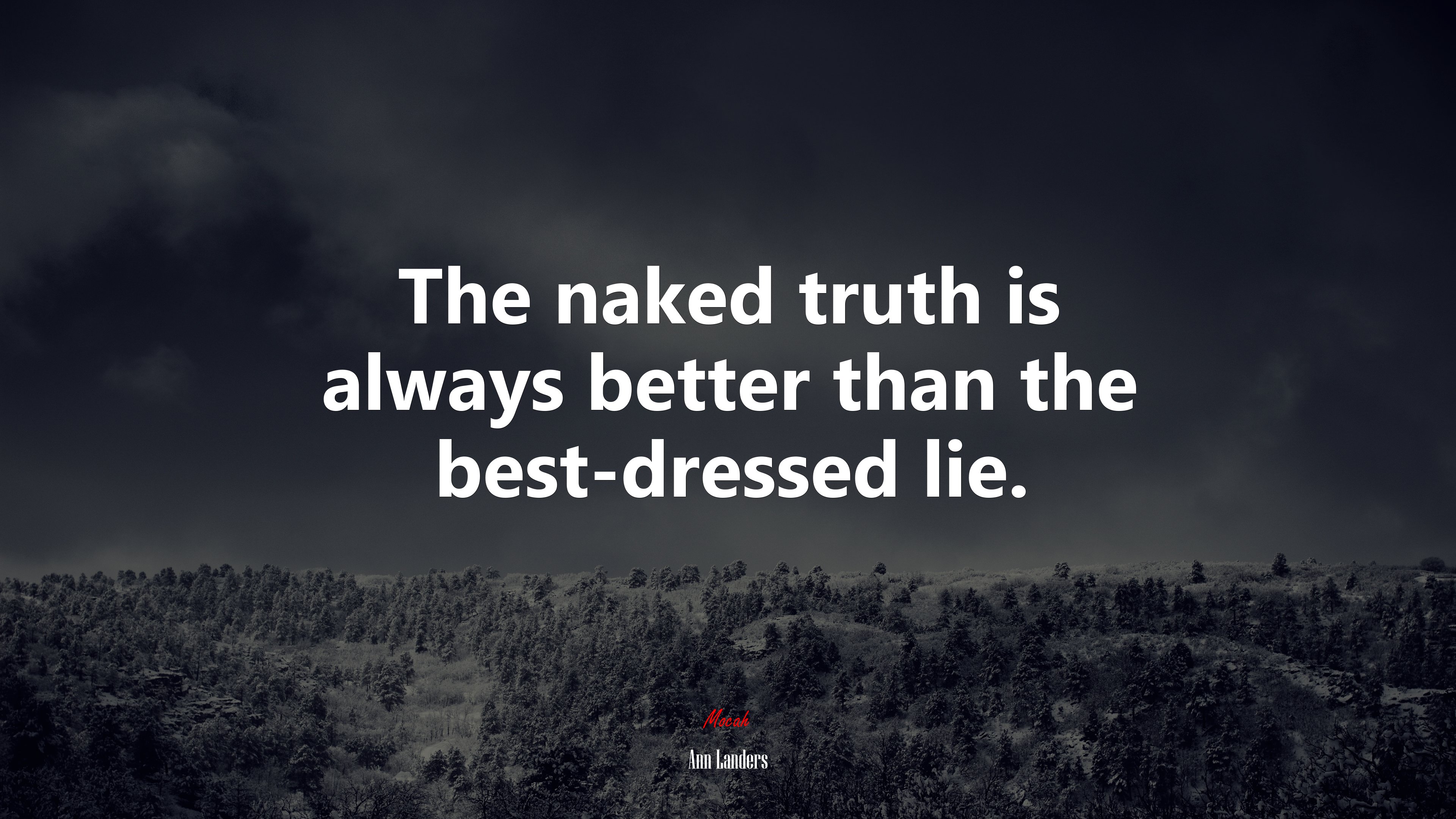 The naked truth is always better than the best-dressed lie. | Ann Landers quote HD Wallpaper