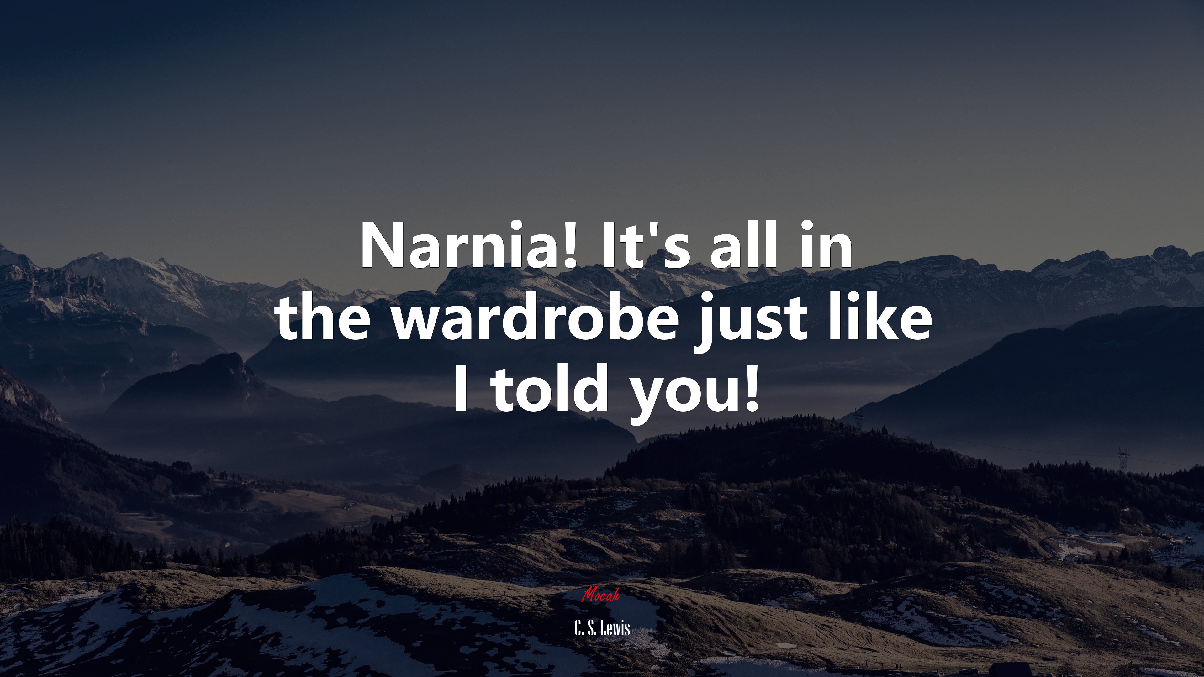 Narnia! It’s all in the wardrobe just like I told you! | C. S. Lewis quote HD Wallpaper