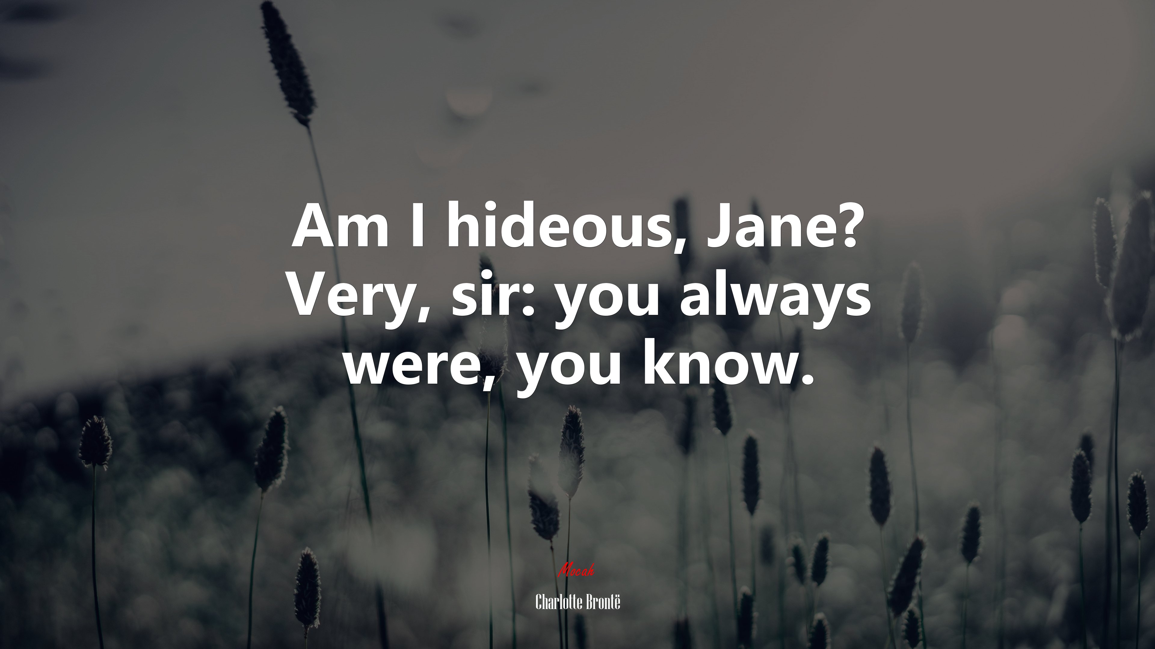 Am I hideous, Jane? Very, sir: you always were, you know. | Charlotte Brontë quote HD Wallpaper