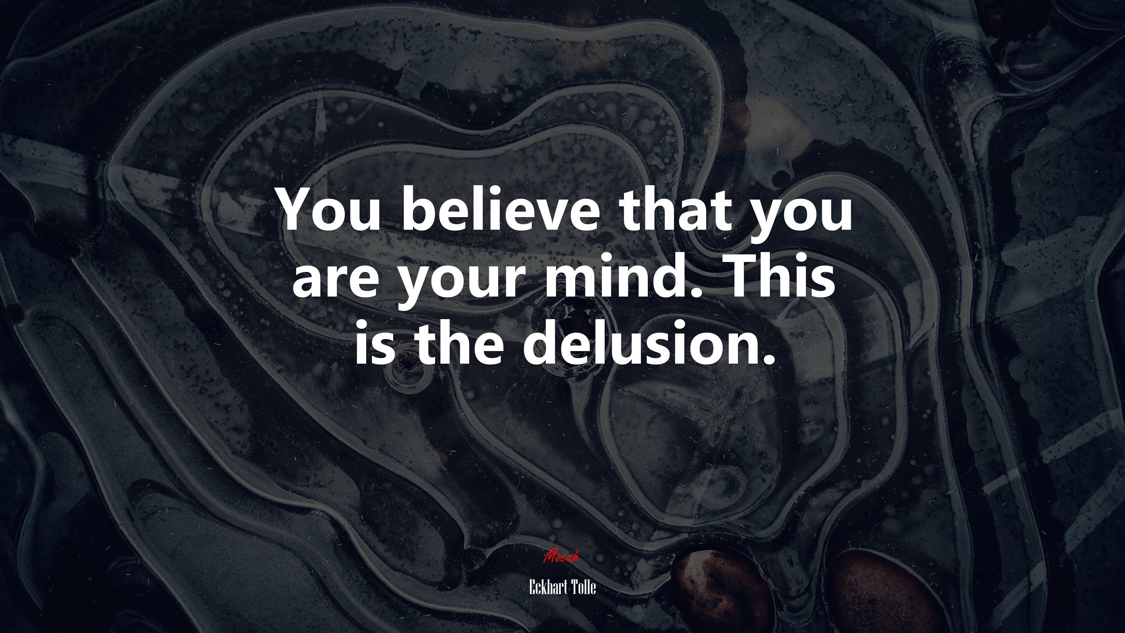 You believe that you are your mind. This is the delusion. | Eckhart Tolle quote HD Wallpaper
