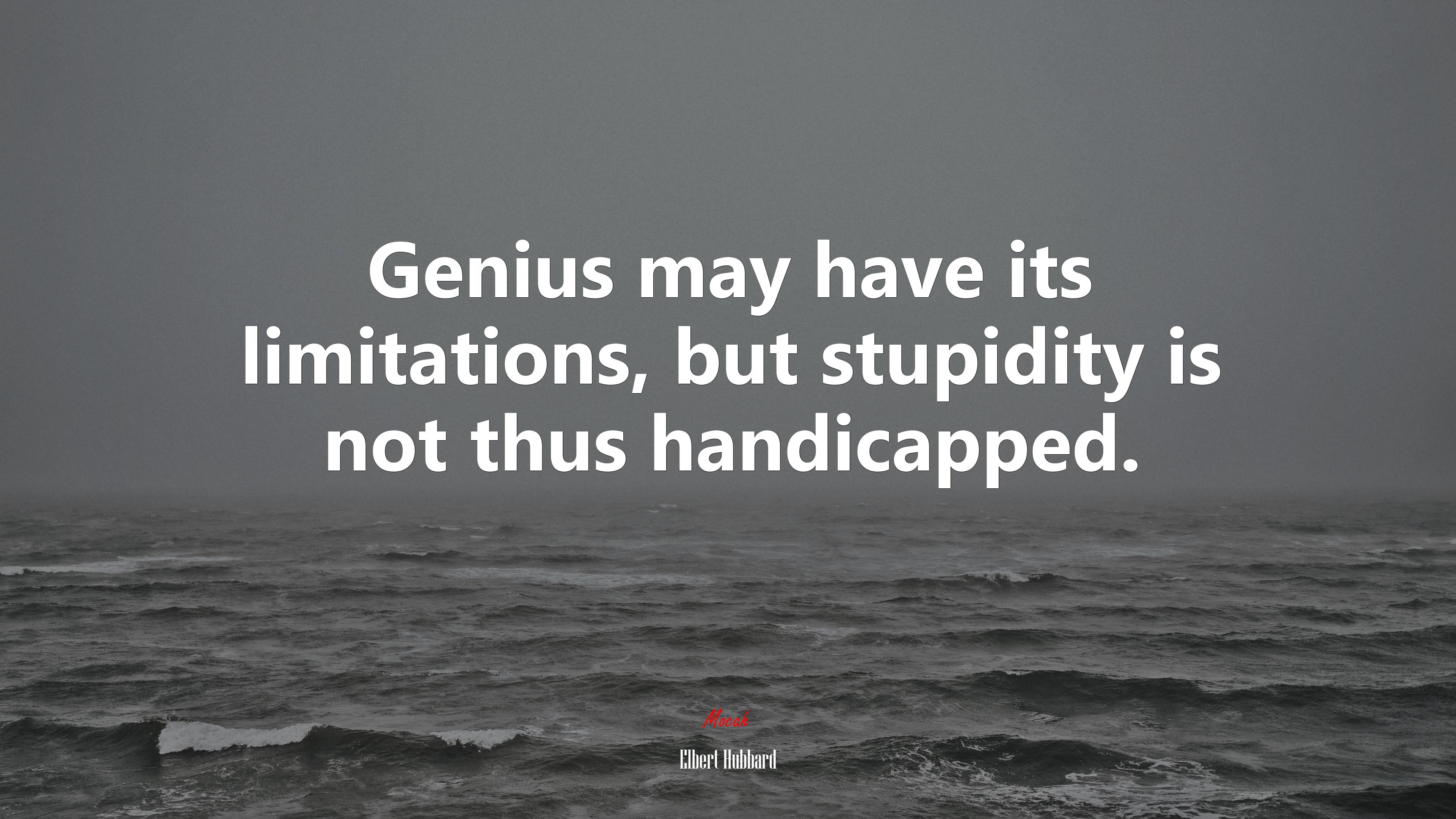 Genius may have its limitations, but stupidity is not thus handicapped. | Elbert Hubbard quote HD Wallpaper