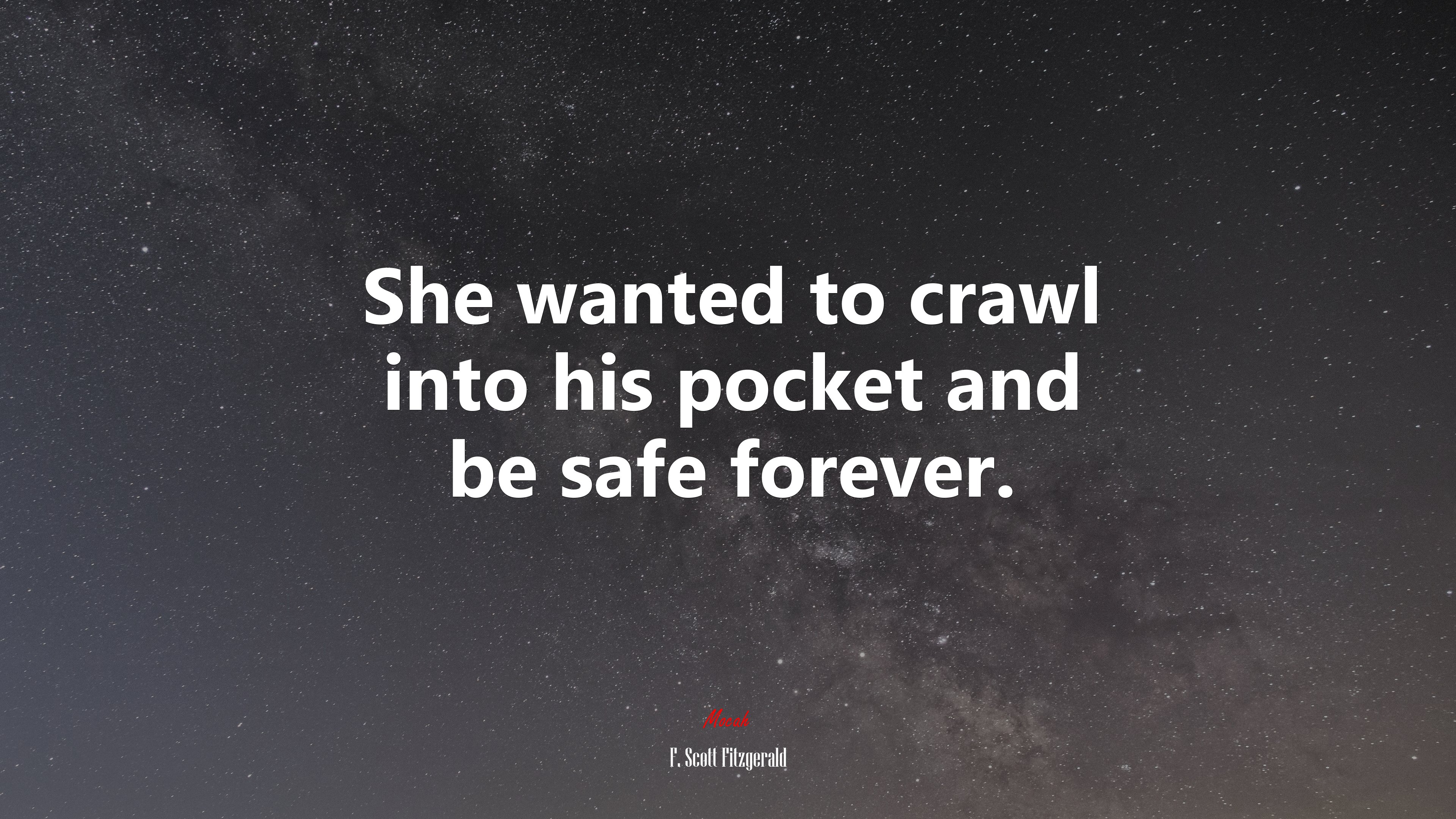 She wanted to crawl into his pocket and be safe forever. | F. Scott Fitzgerald quote HD Wallpaper