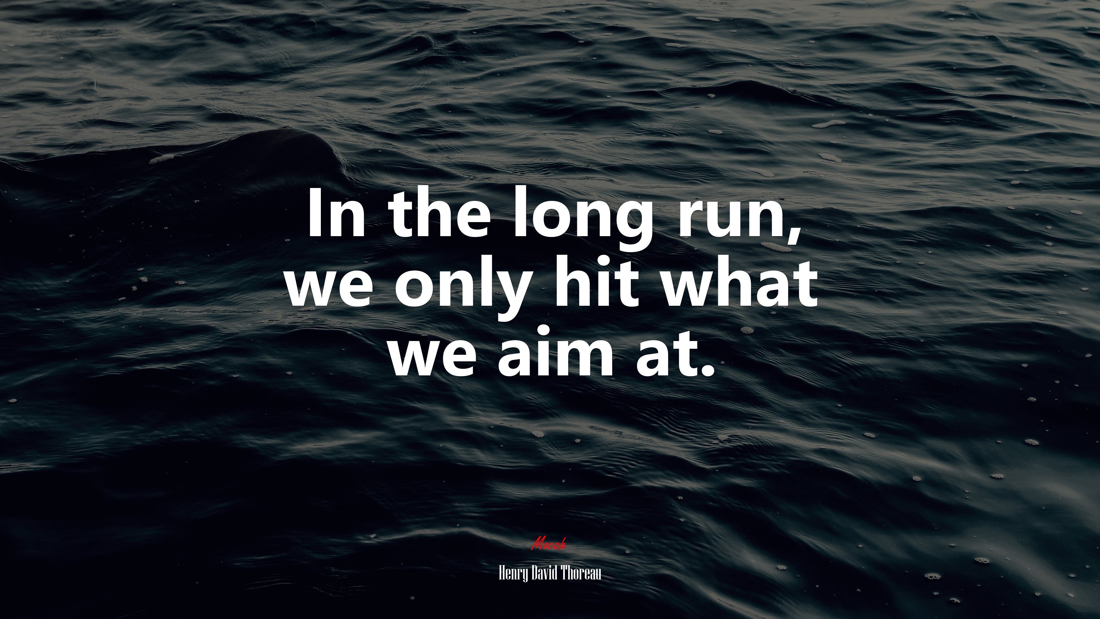In the long run, we only hit what we aim at. | Henry David Thoreau quote HD Wallpaper