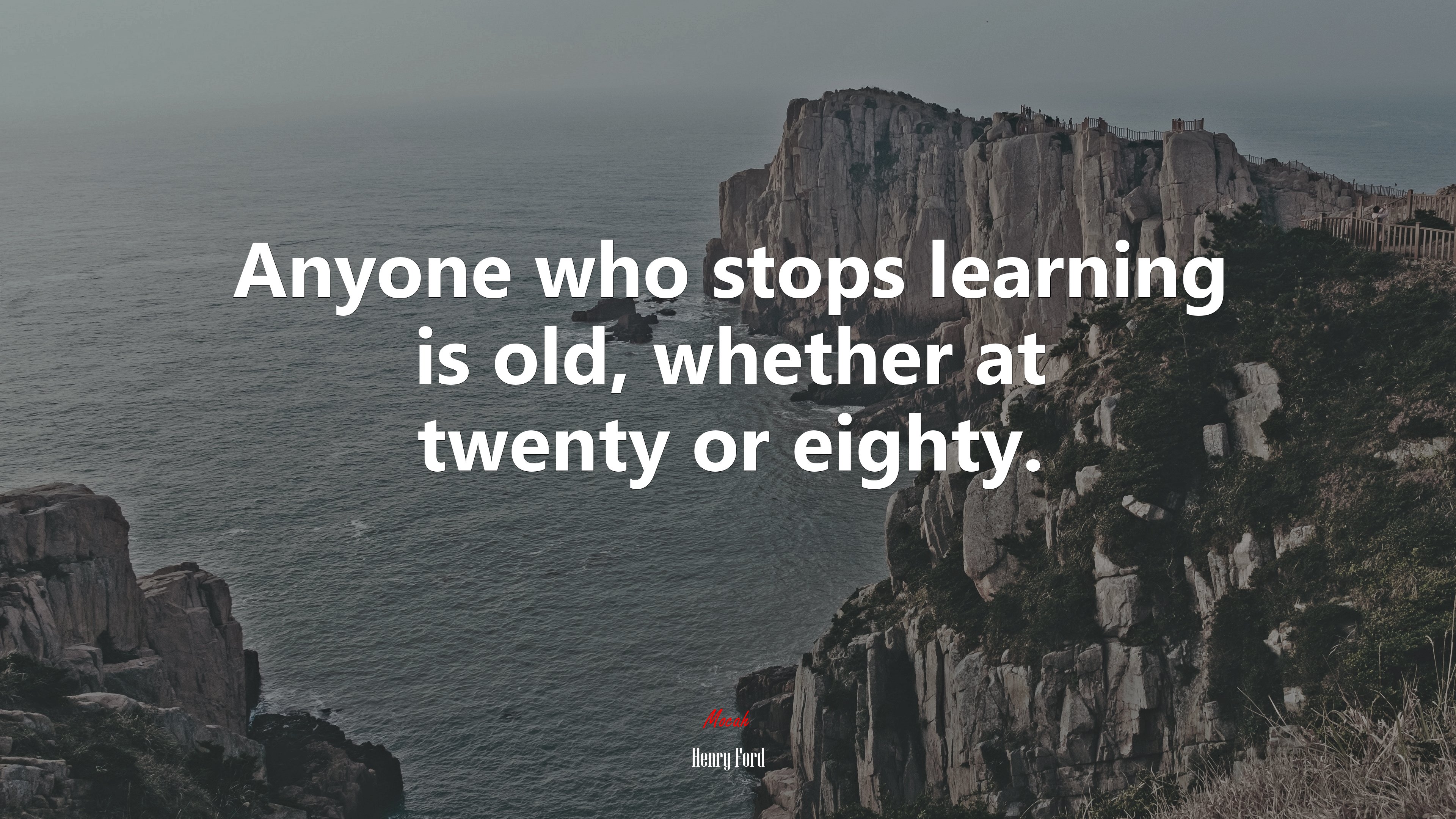 Anyone who stops learning is old, whether at twenty or eighty. | Henry Ford quote HD Wallpaper