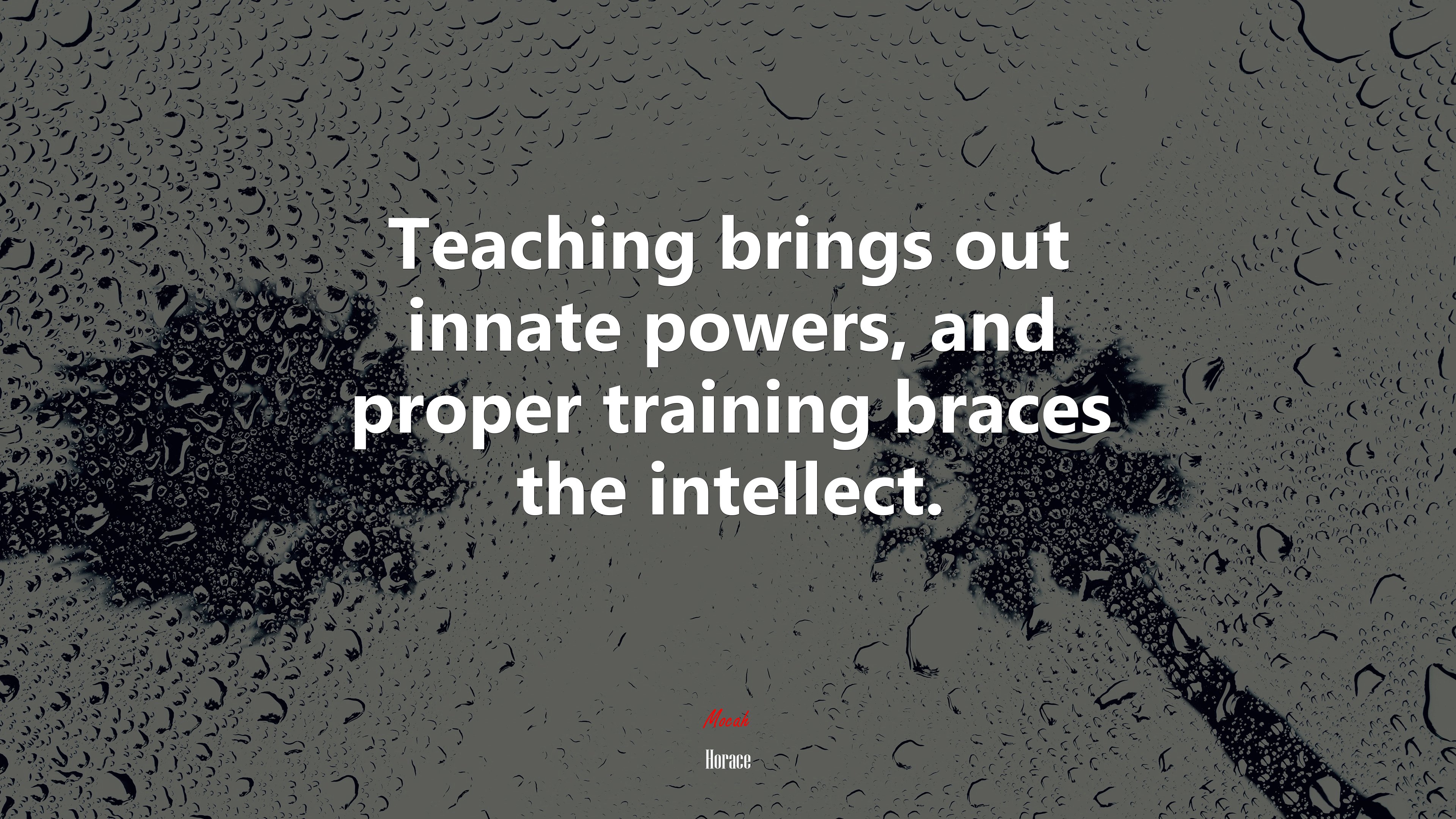 Teaching brings out innate powers, and proper training braces the intellect. | Horace quote HD Wallpaper