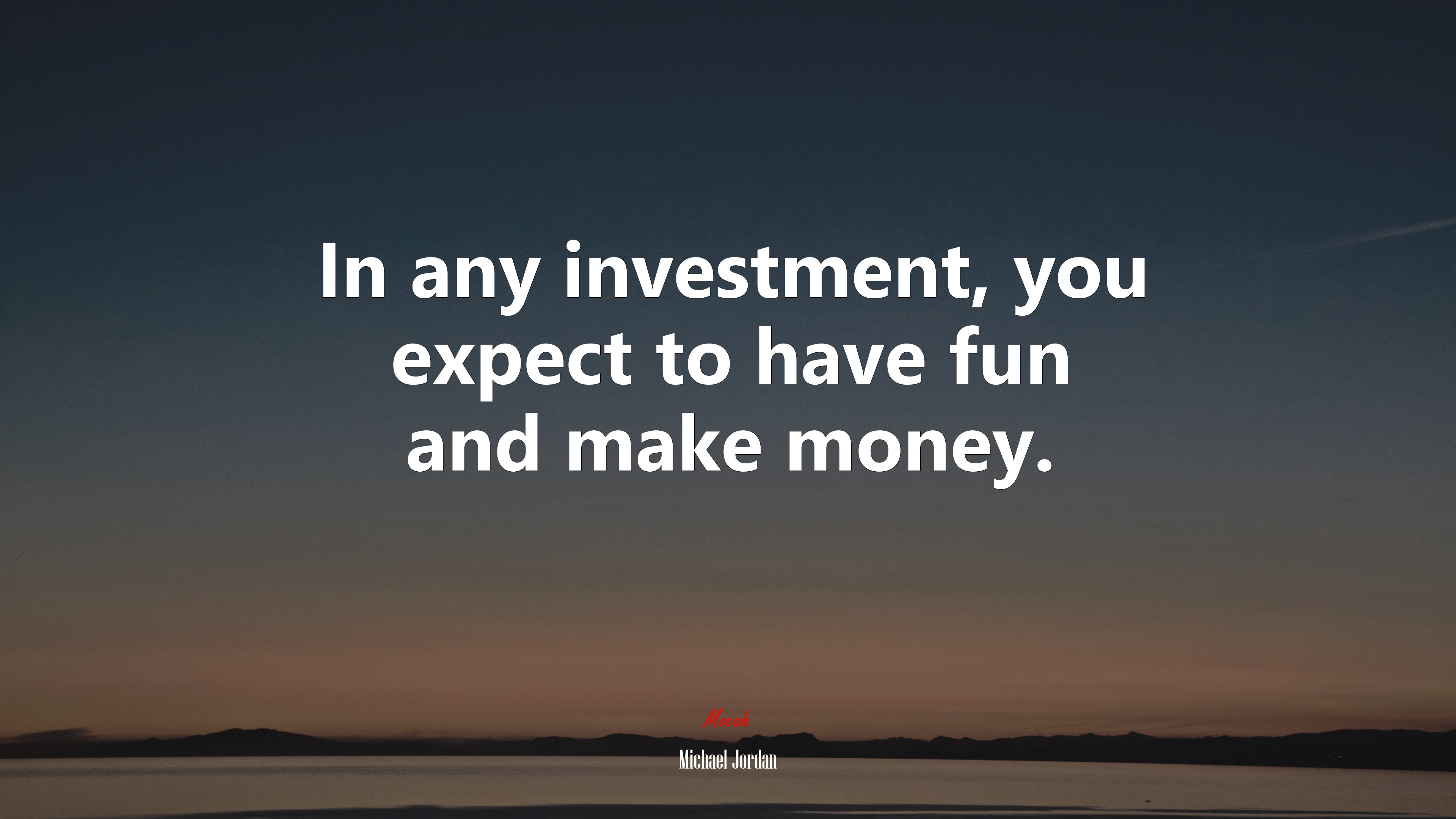 In any investment, you expect to have fun and make money. | Michael Jordan quote HD Wallpaper