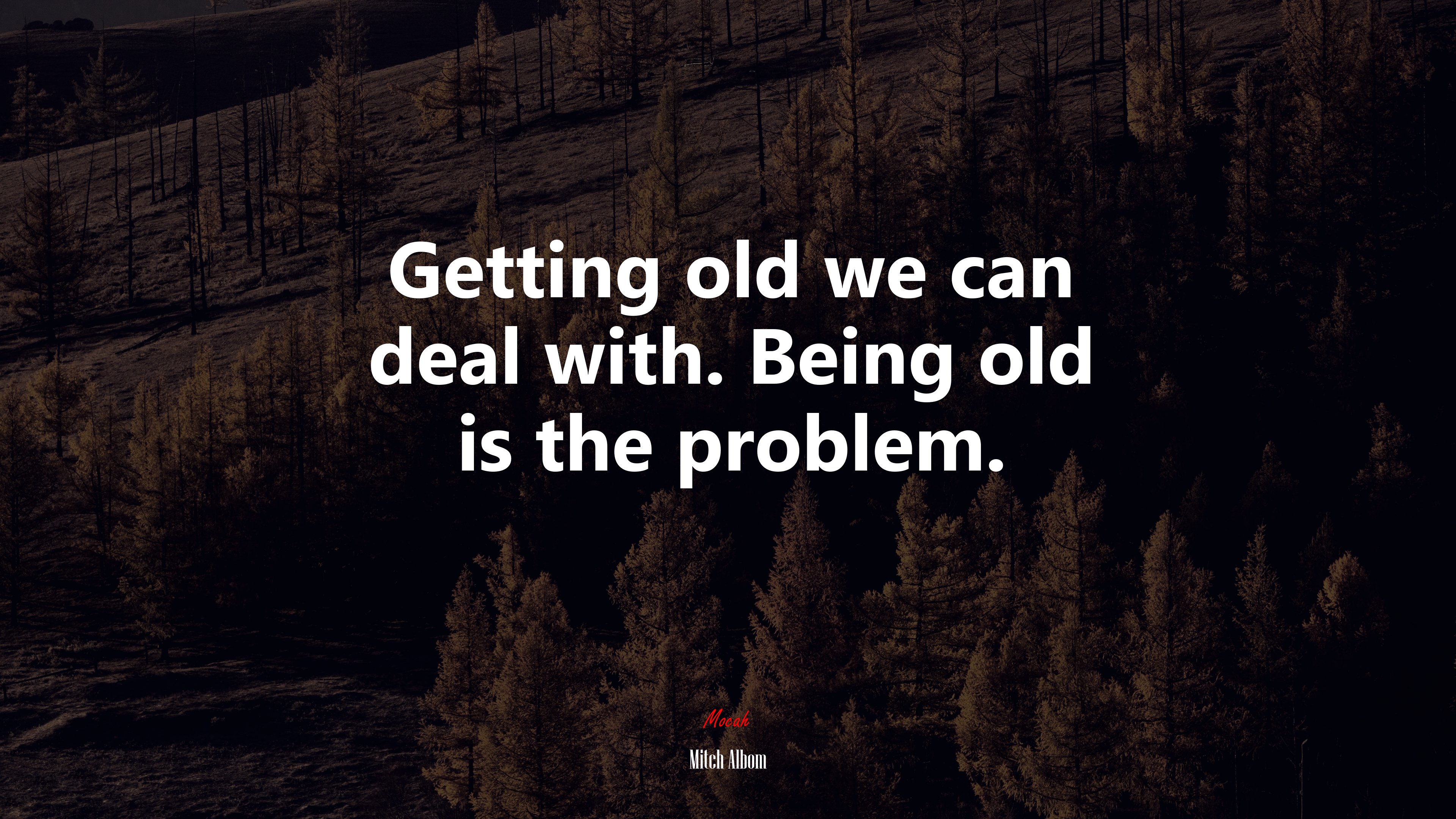 Getting old we can deal with. Being old is the problem. | Mitch Albom quote HD Wallpaper
