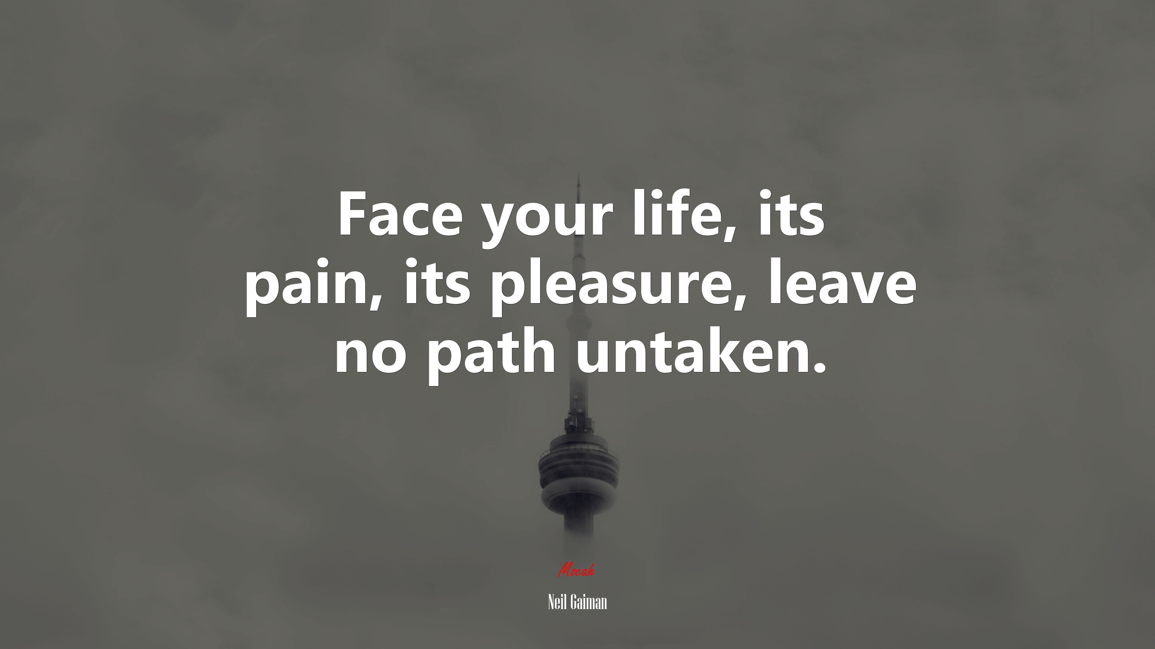Face your life, its pain, its pleasure, leave no path untaken. | Neil Gaiman quote HD Wallpaper