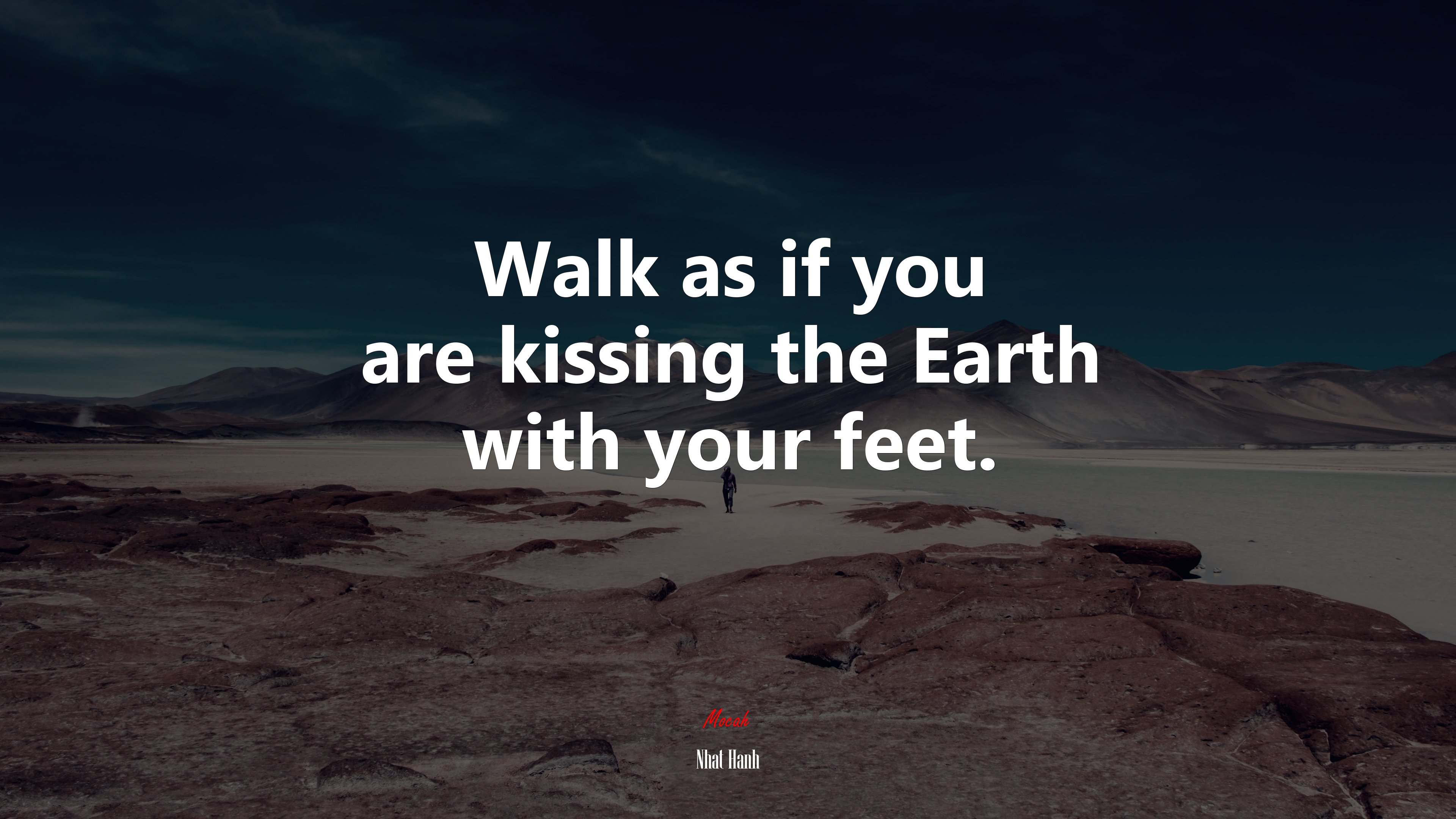Walk as if you are kissing the Earth with your feet. | Nhat Hanh quote HD Wallpaper