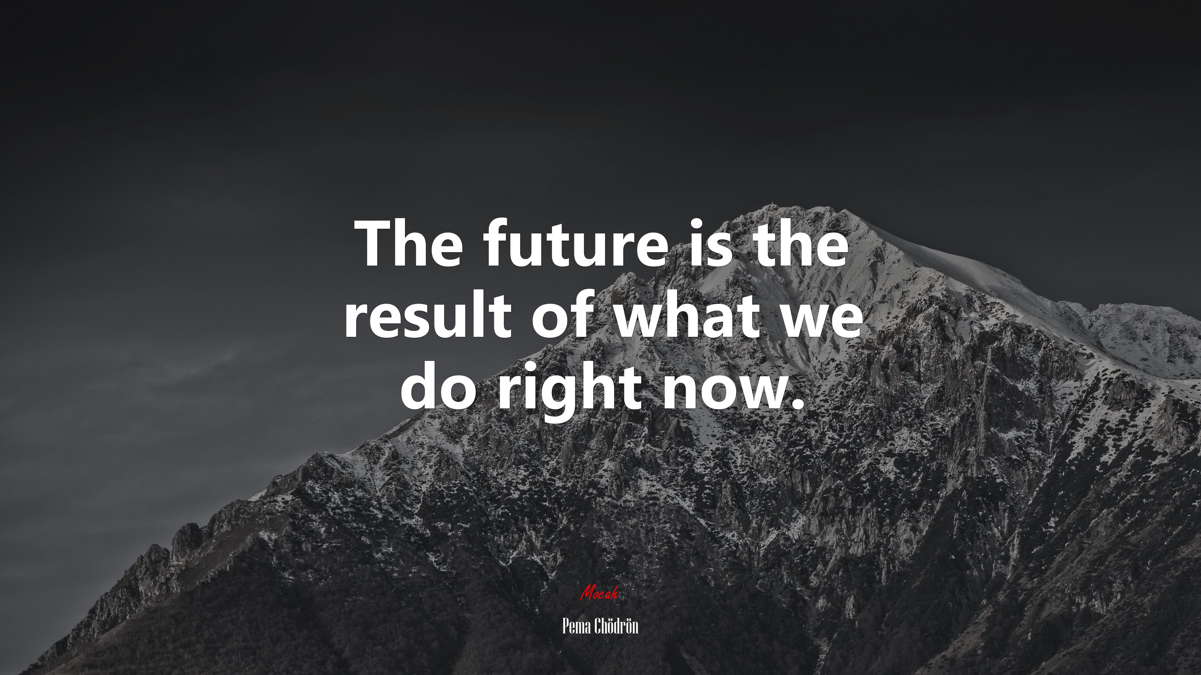 The future is the result of what we do right now. | Pema Chödrön quote HD Wallpaper