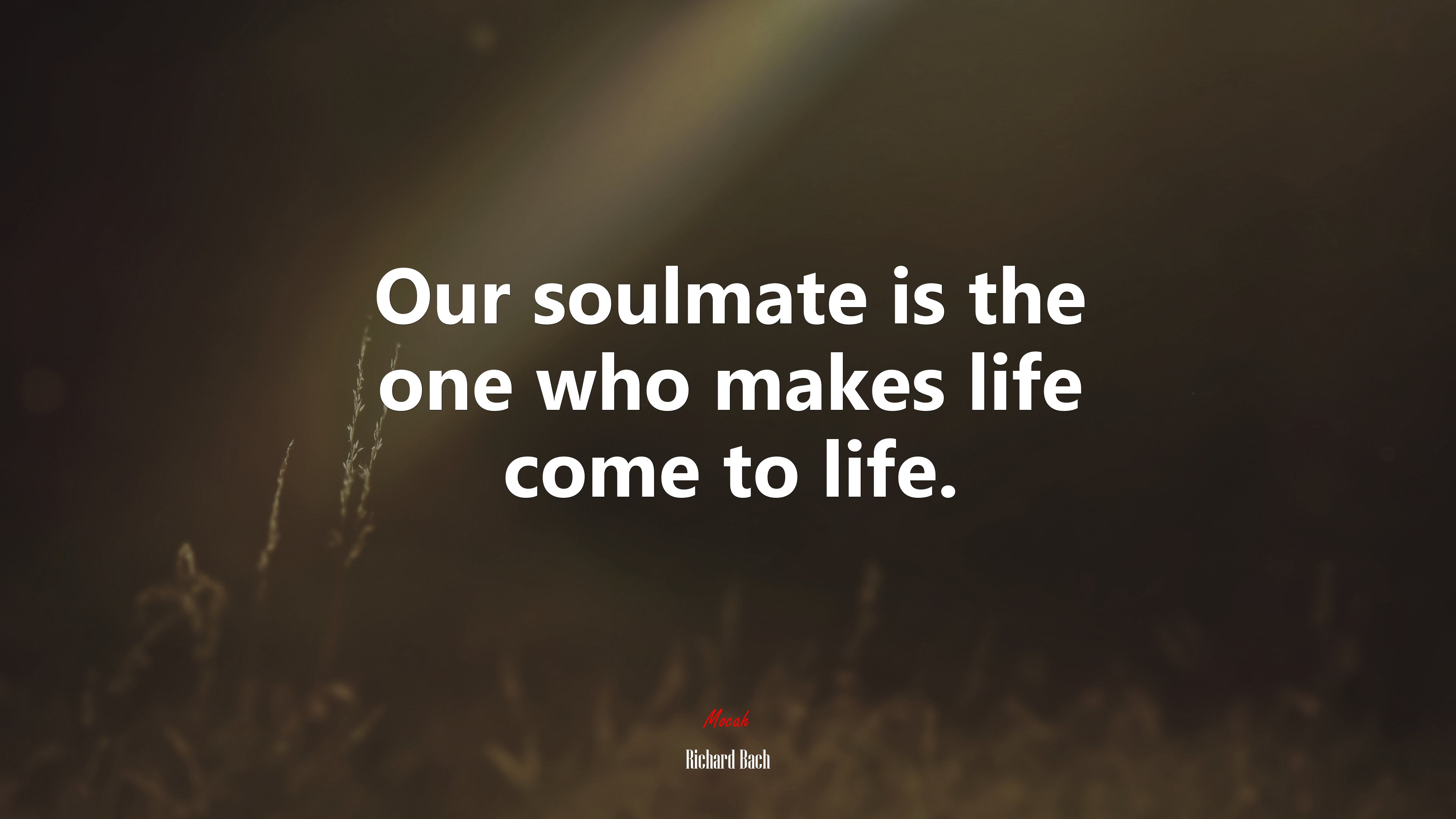 Our soulmate is the one who makes life come to life. | Richard Bach quote HD Wallpaper