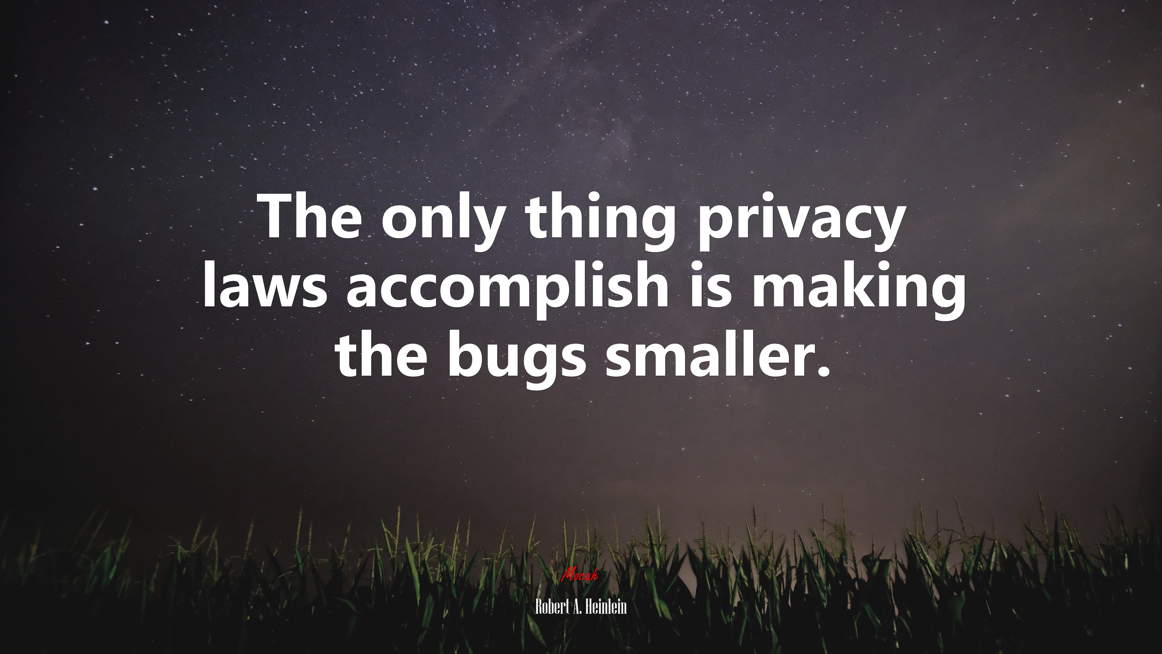 The only thing privacy laws accomplish is making the bugs smaller. | Robert A. Heinlein quote HD Wallpaper