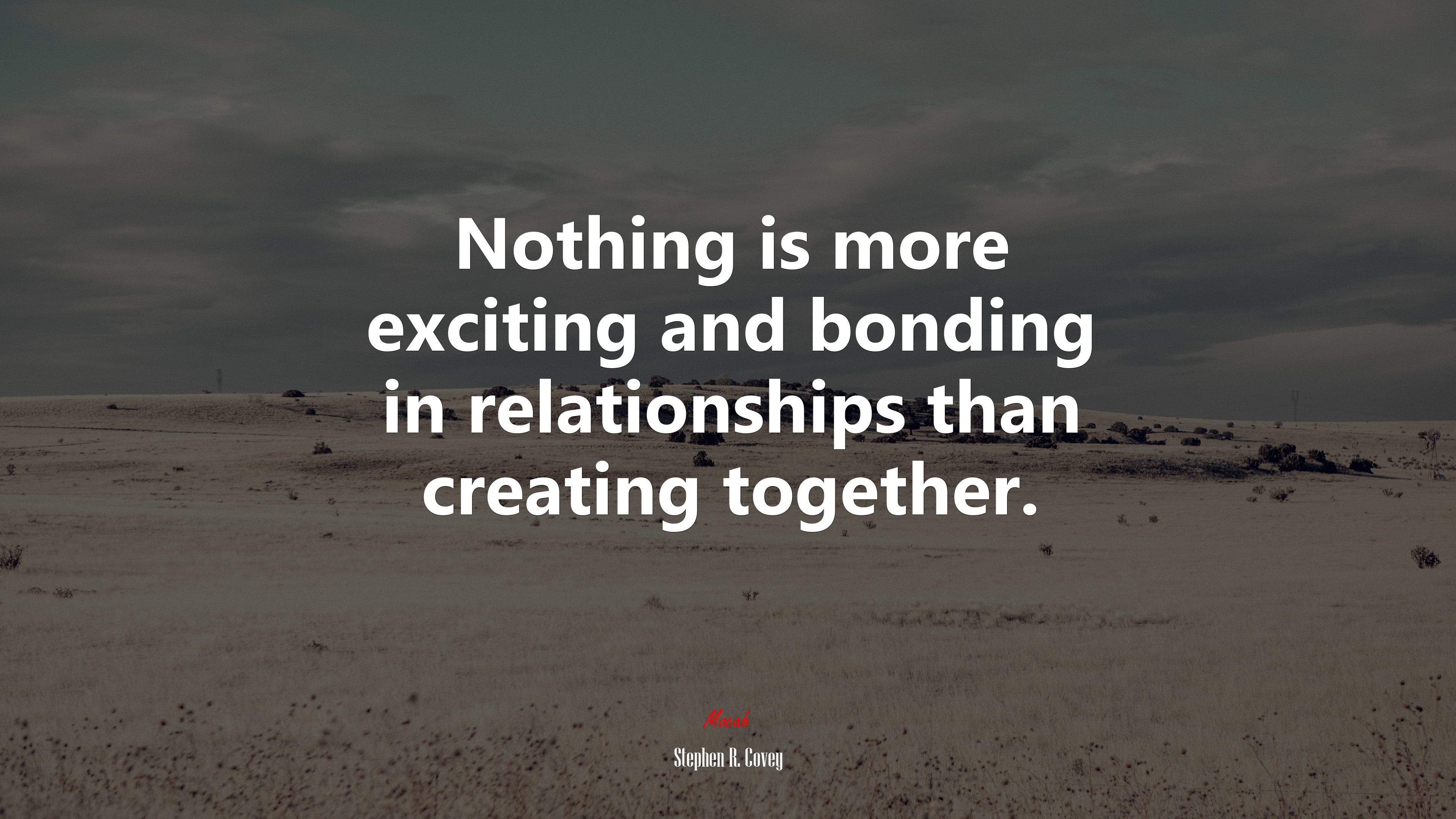 Nothing is more exciting and bonding in relationships than creating together. | Stephen R. Covey quote HD Wallpaper