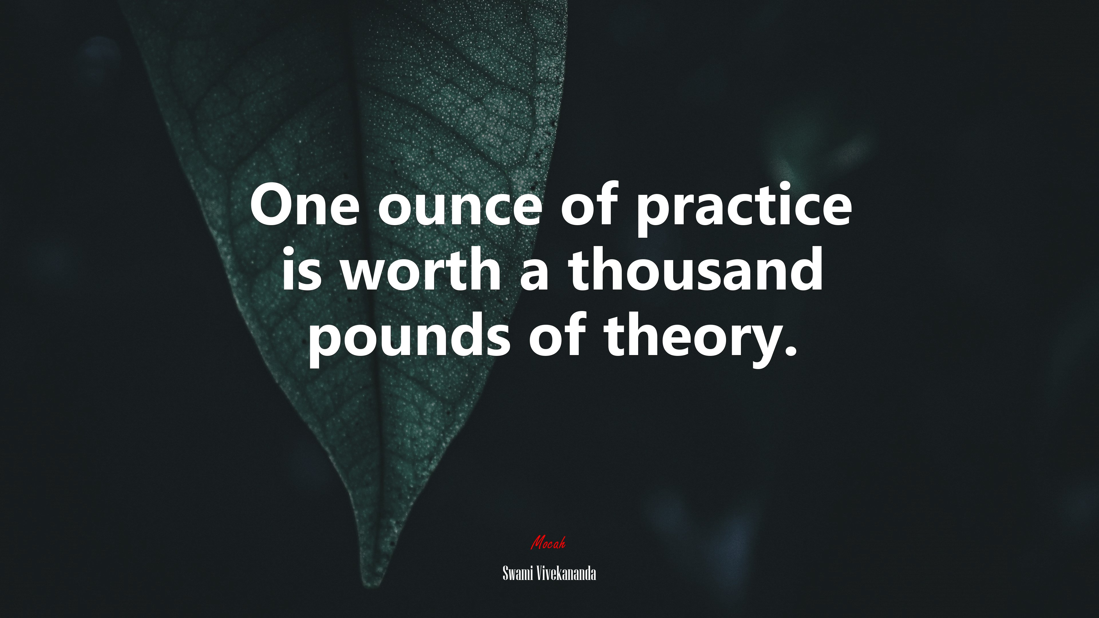 One ounce of practice is worth a thousand pounds of theory. | Swami Vivekananda quote HD Wallpaper